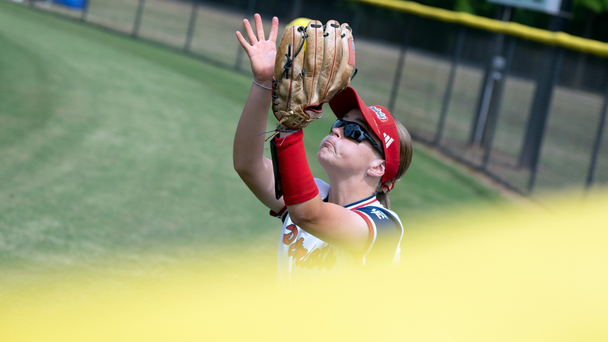 SB26 Mikaela Goss with a catch at the center field wall vs UMO