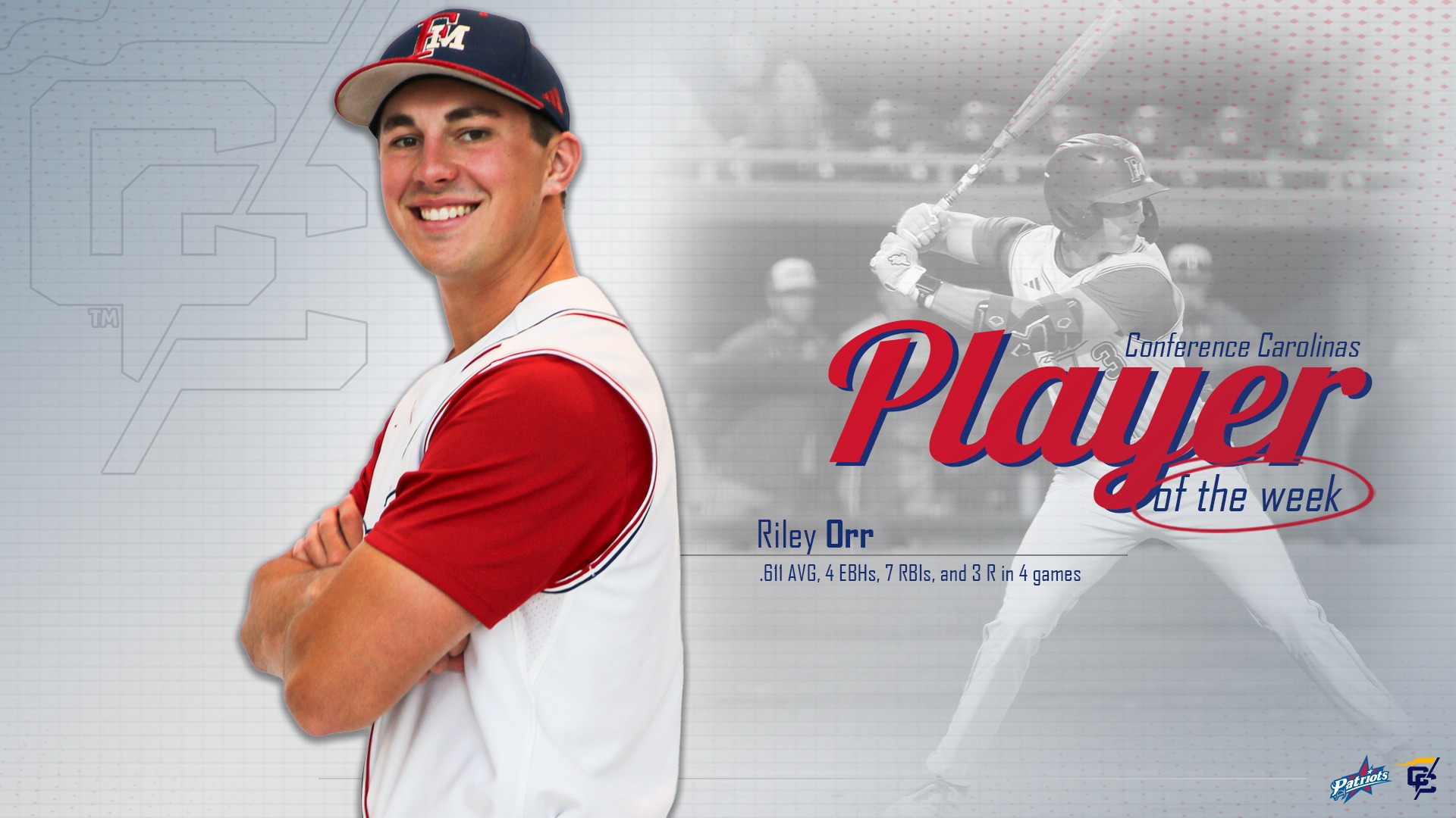 Riley Orr Conference Carolinas Player of the Week (Apr. 28)