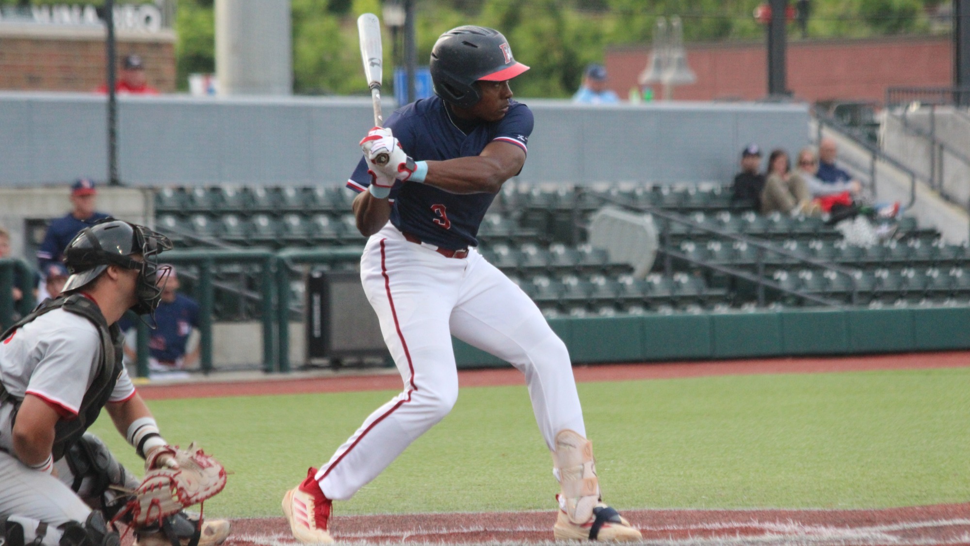 Charlie Bussey III batting vs. Belmont Abbey (CC Tourney)
