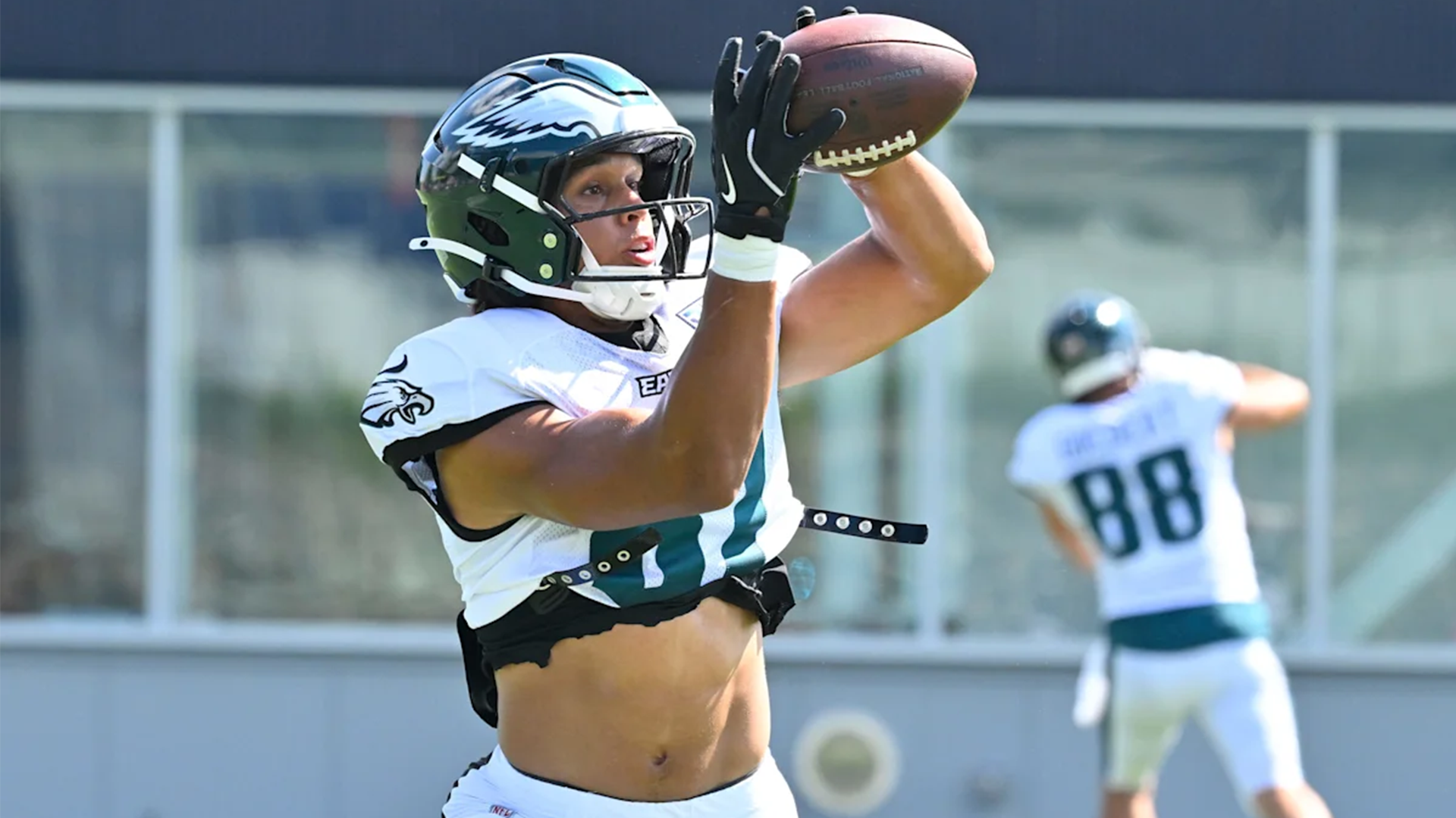 Eli Stowers at camp as a rookie with the Philadelphia Eagles