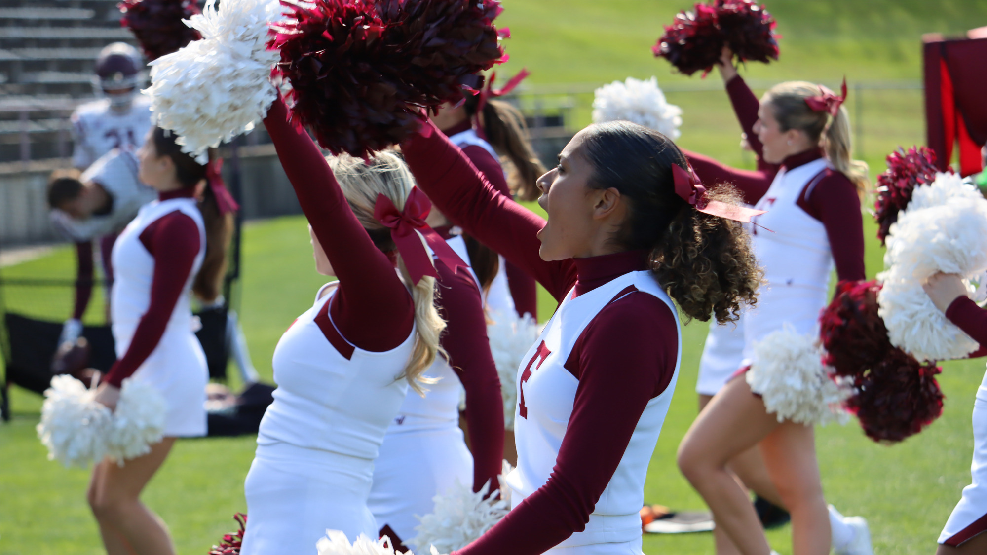 Fordham cheerleaders in action at Lehigh in 2022