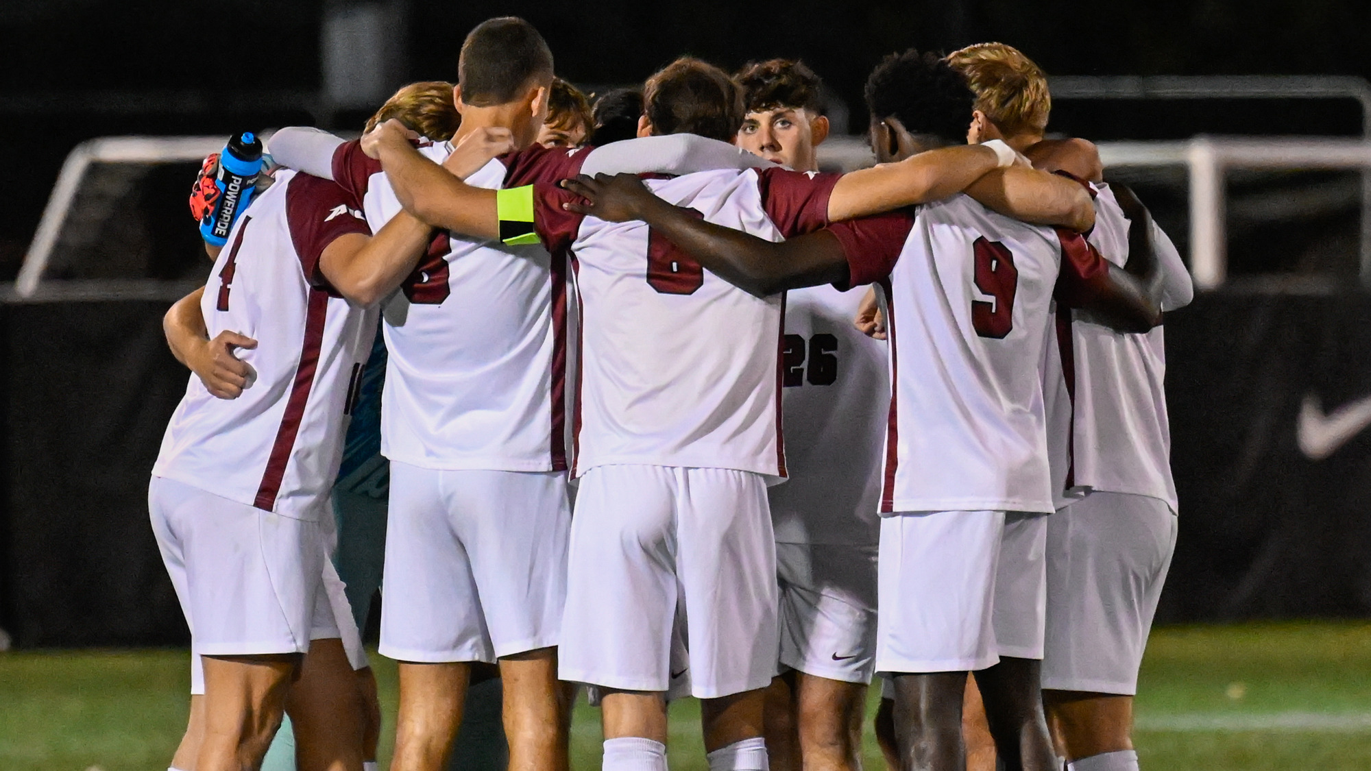 The Rams huddle prior to the Saint Joseph's match