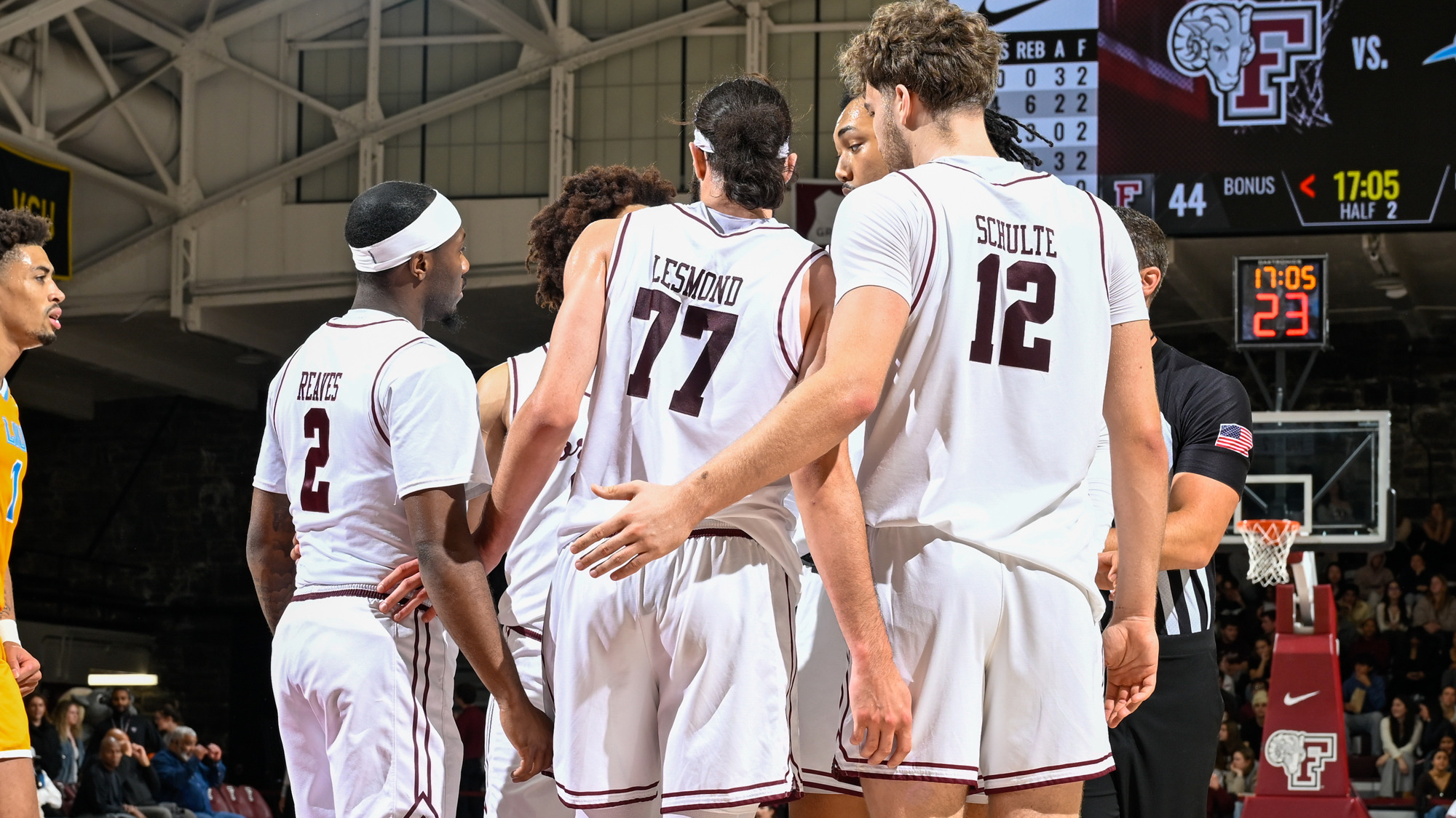 The Rams huddle during the LIU game