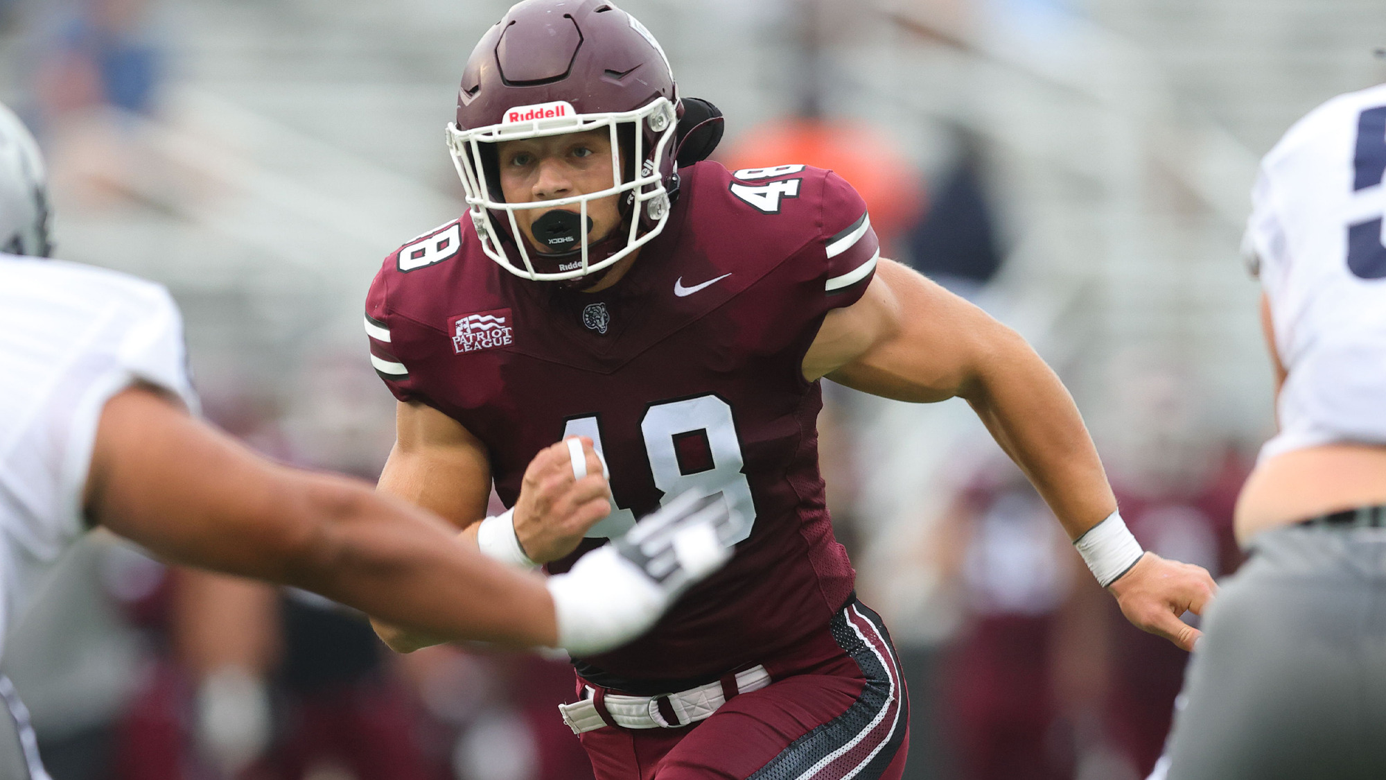 James Conway rushes the quarterback vs. Monmouth