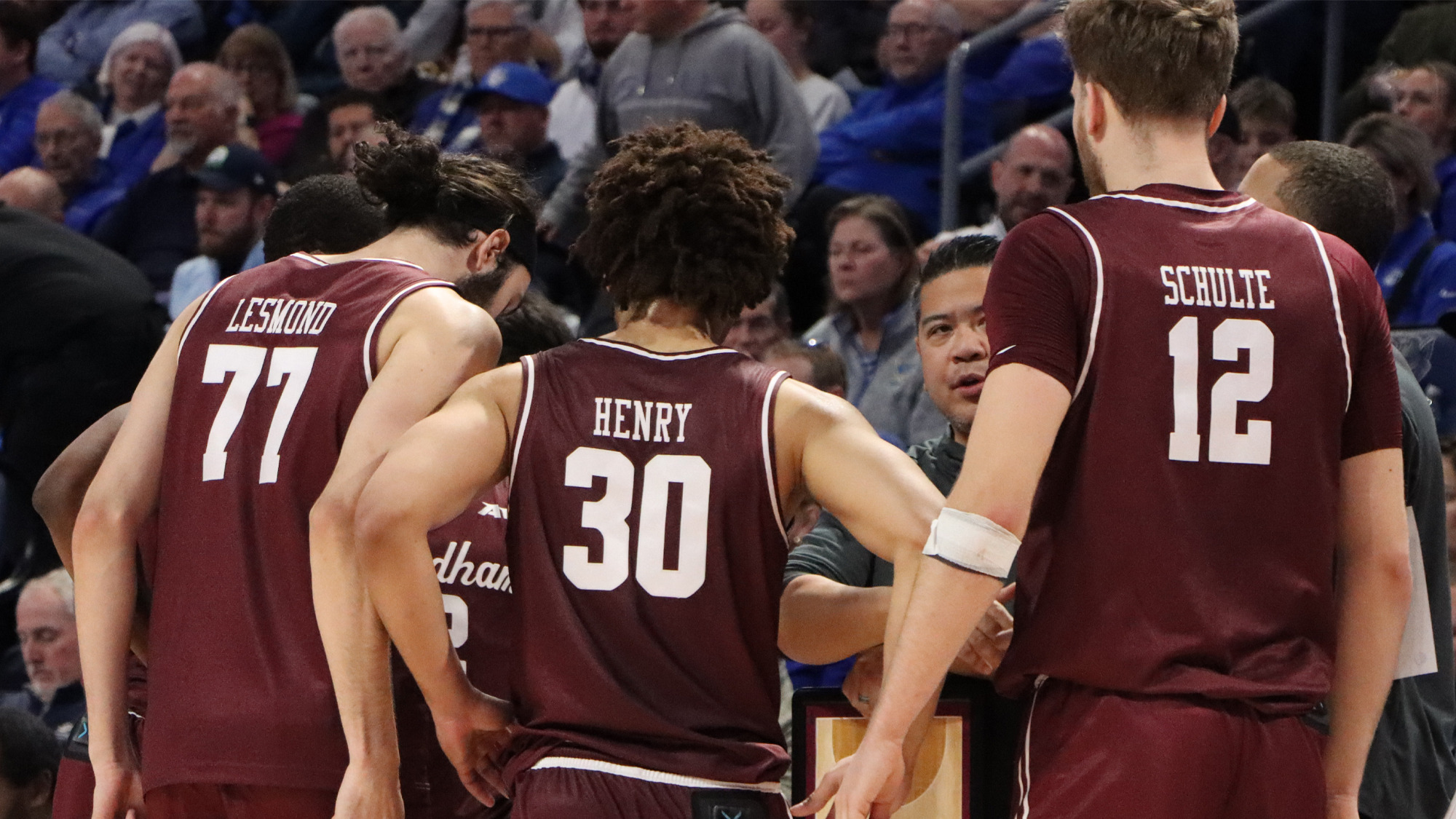 The Rams huddle at Saint Louis
