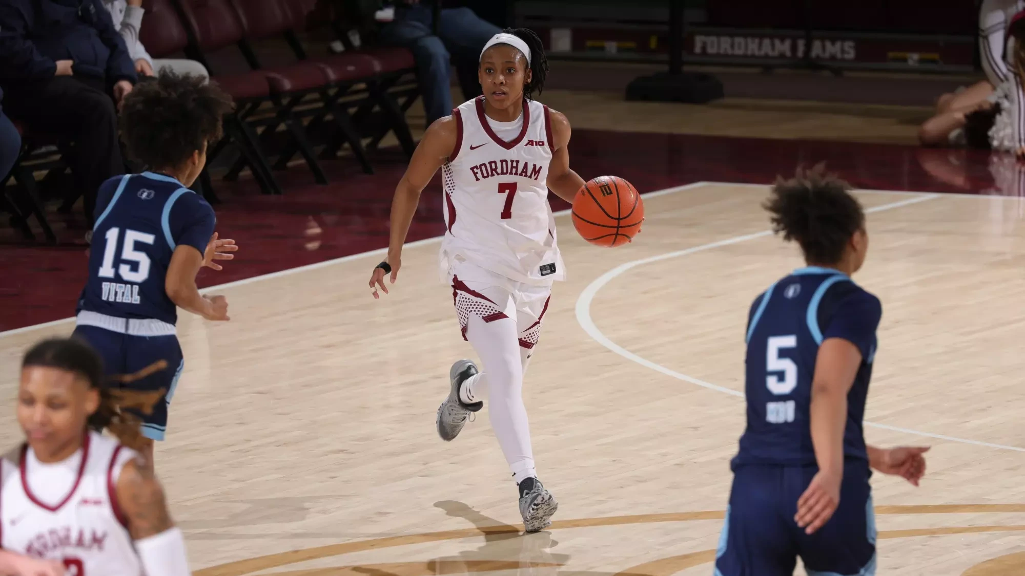 Morgan brings the ball up