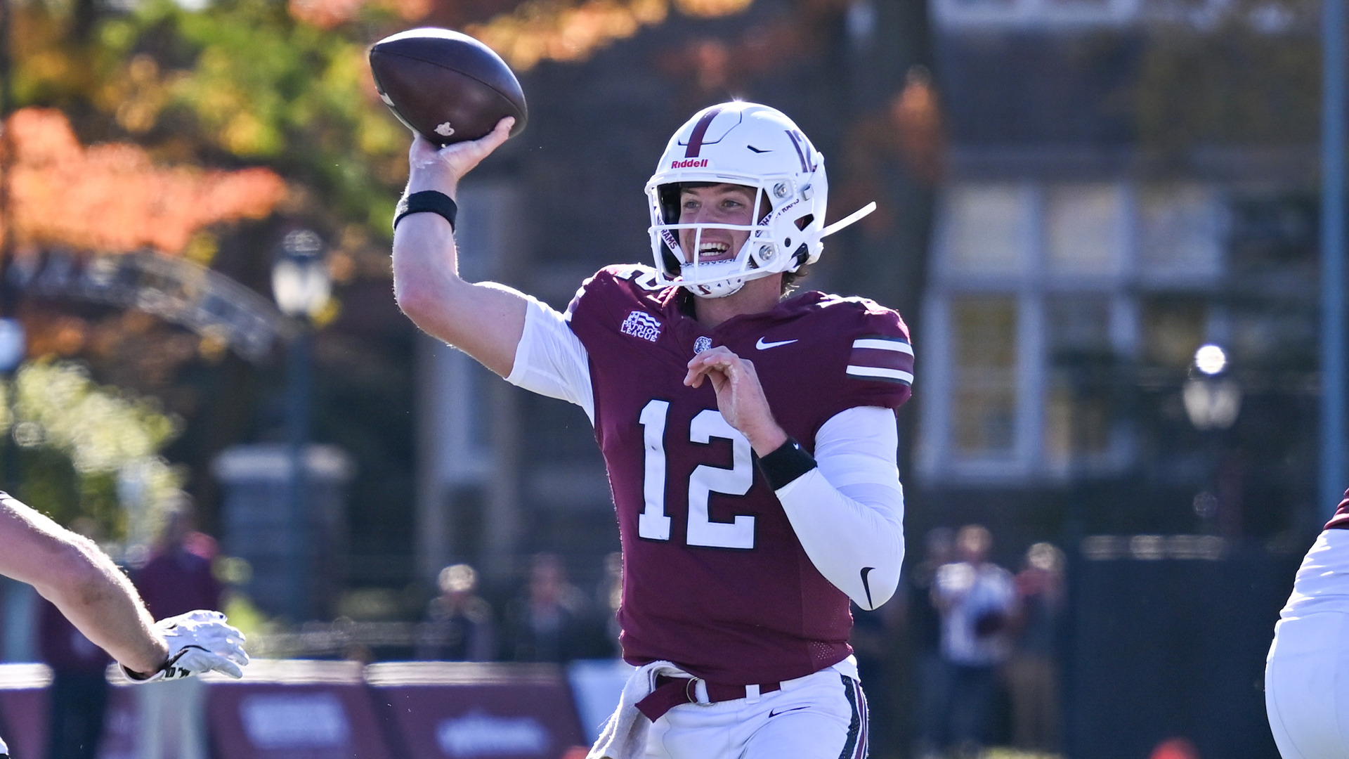 Gunnar Smith throws a pass vs. Lafayette