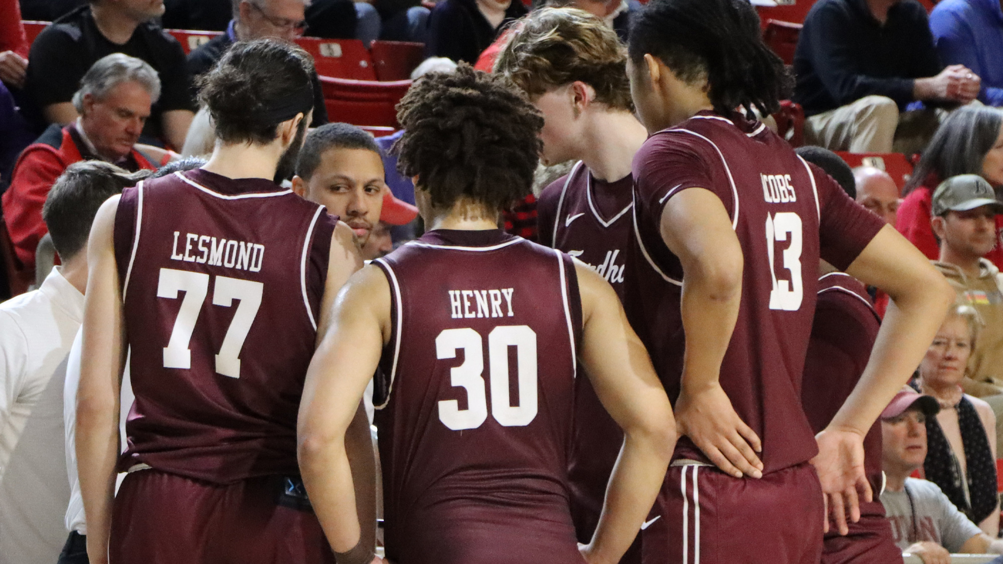 The Rams huddle at Davidson