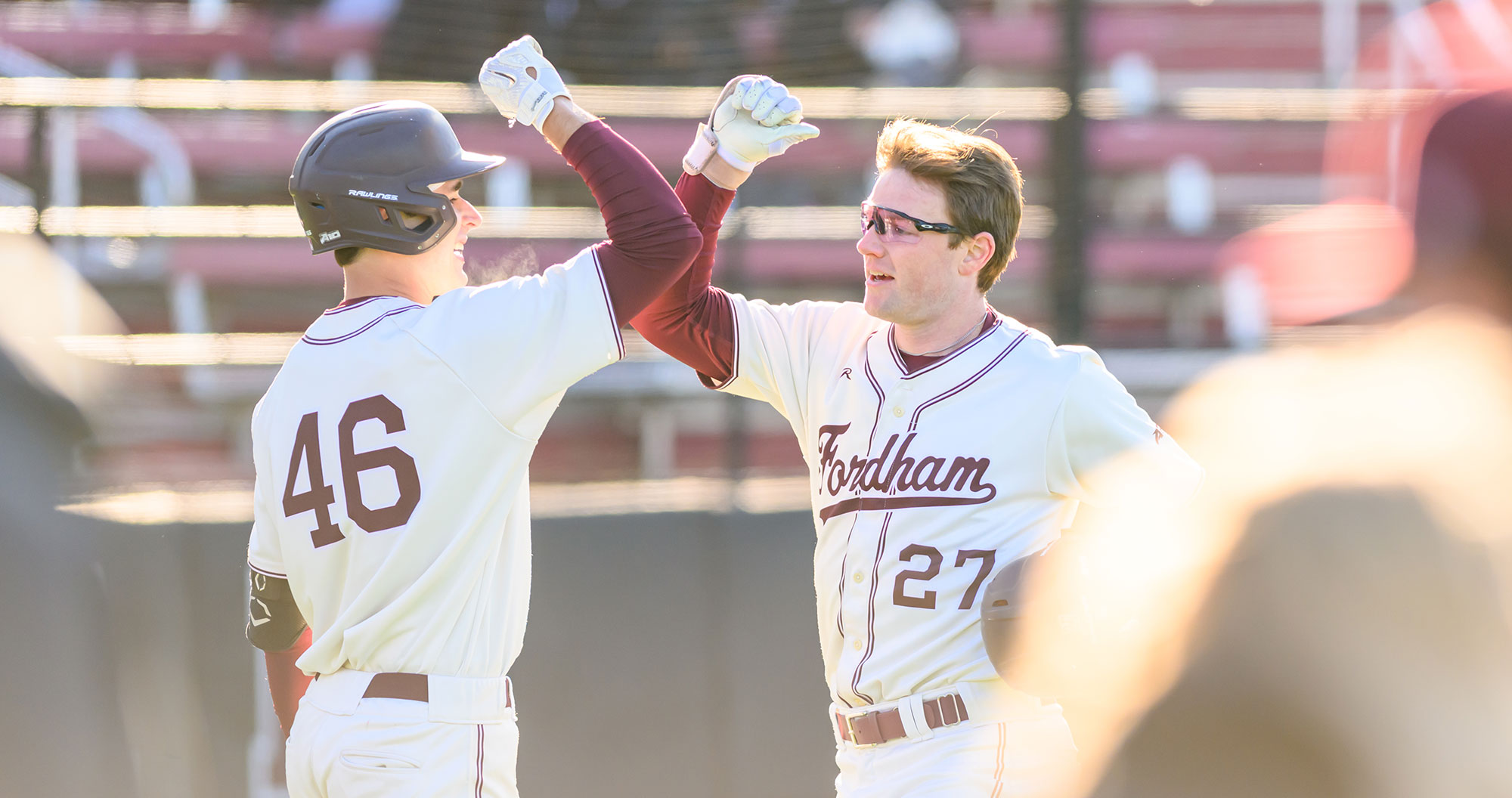 Joey Donnelly is greeted at the dugout after a home run