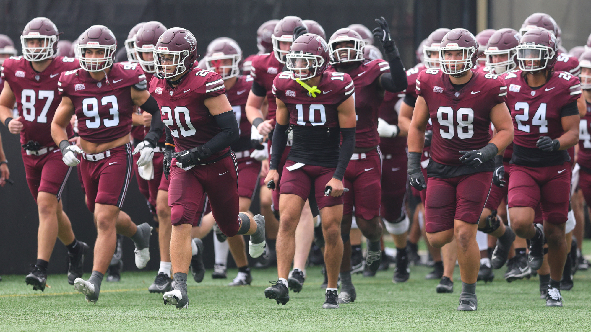 The Rams take the field for the Monmouth game in 2025 