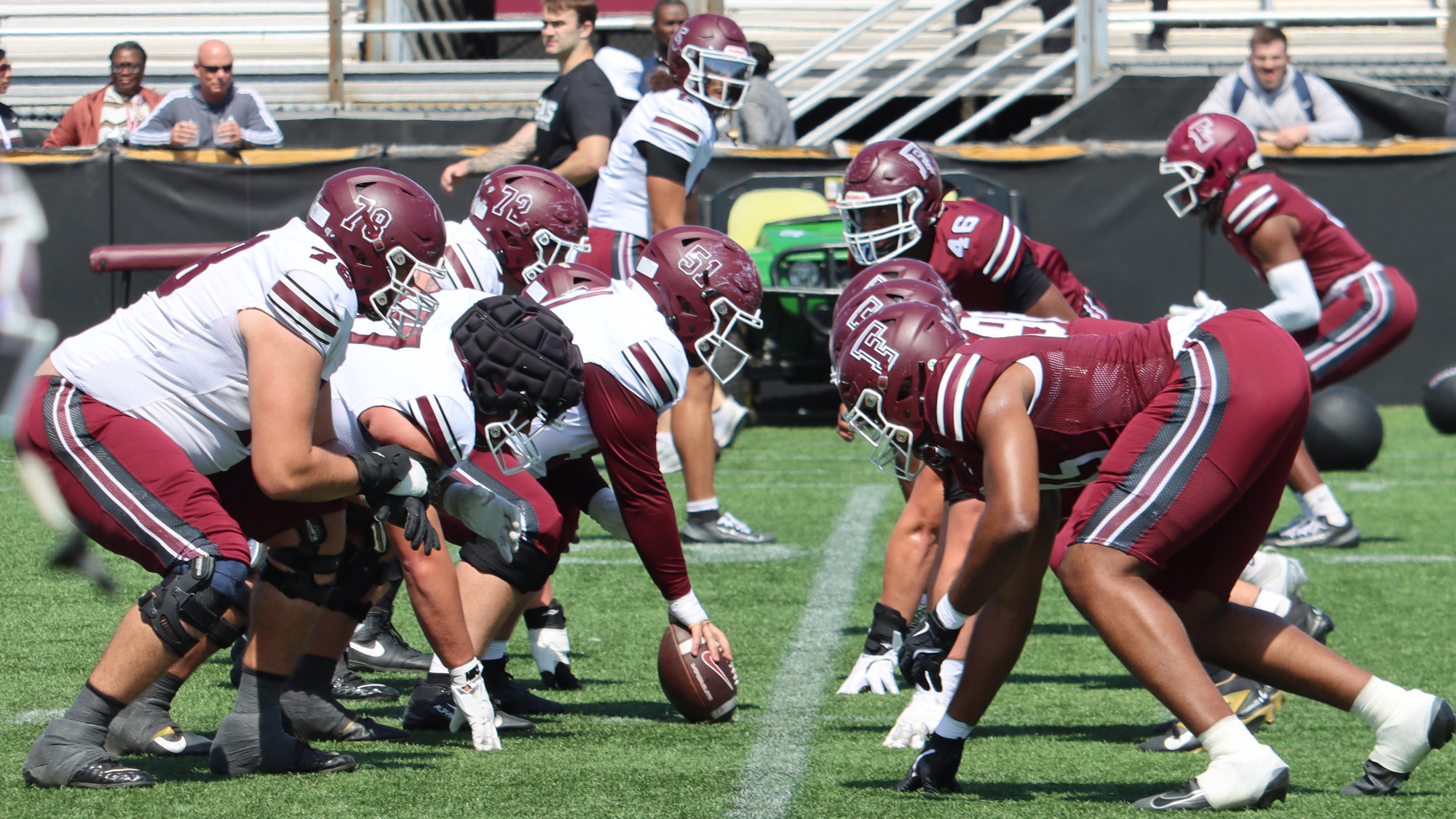 The offensive and defensive lines at the Spring Game