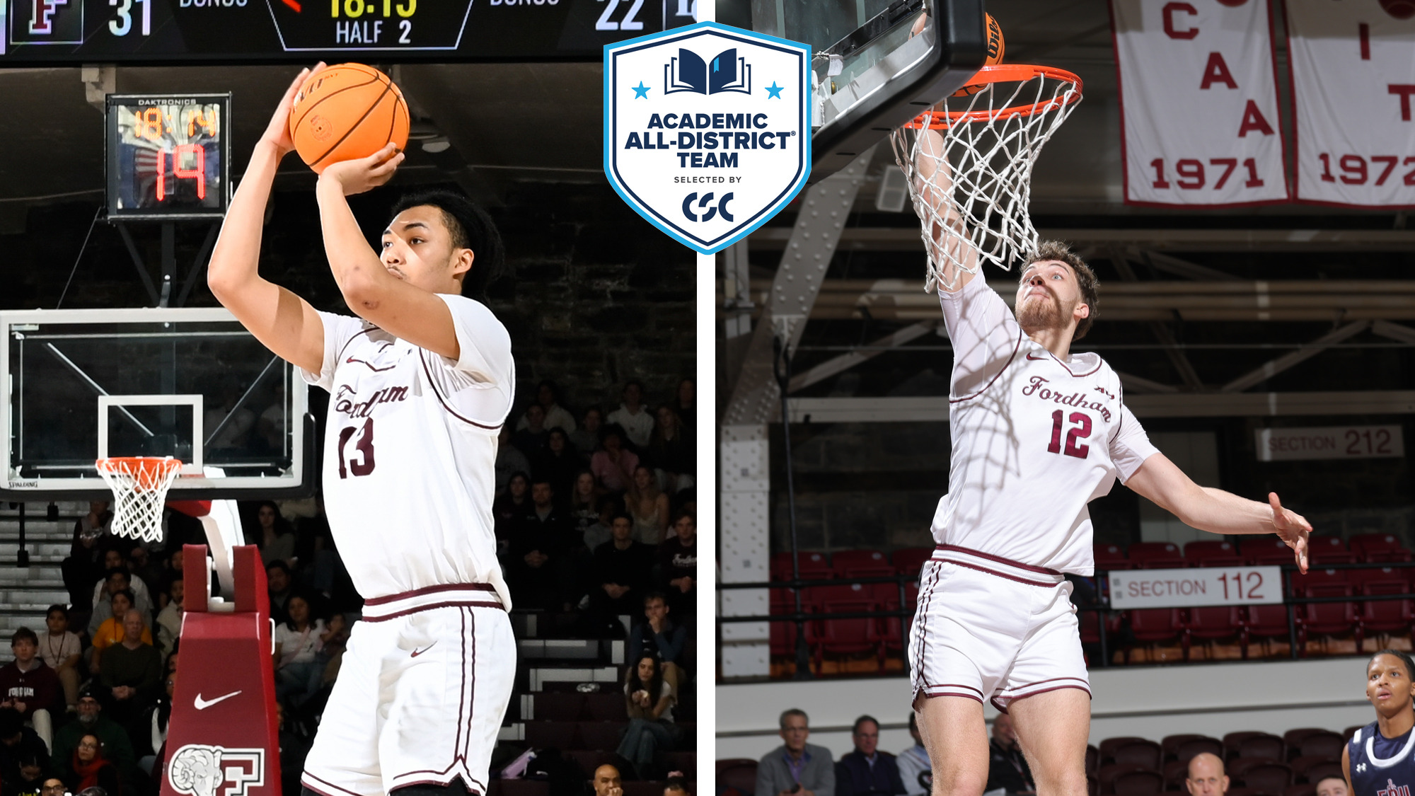 Akira Jacobs and Rikus Schulte with the CSC Academic All-District logo