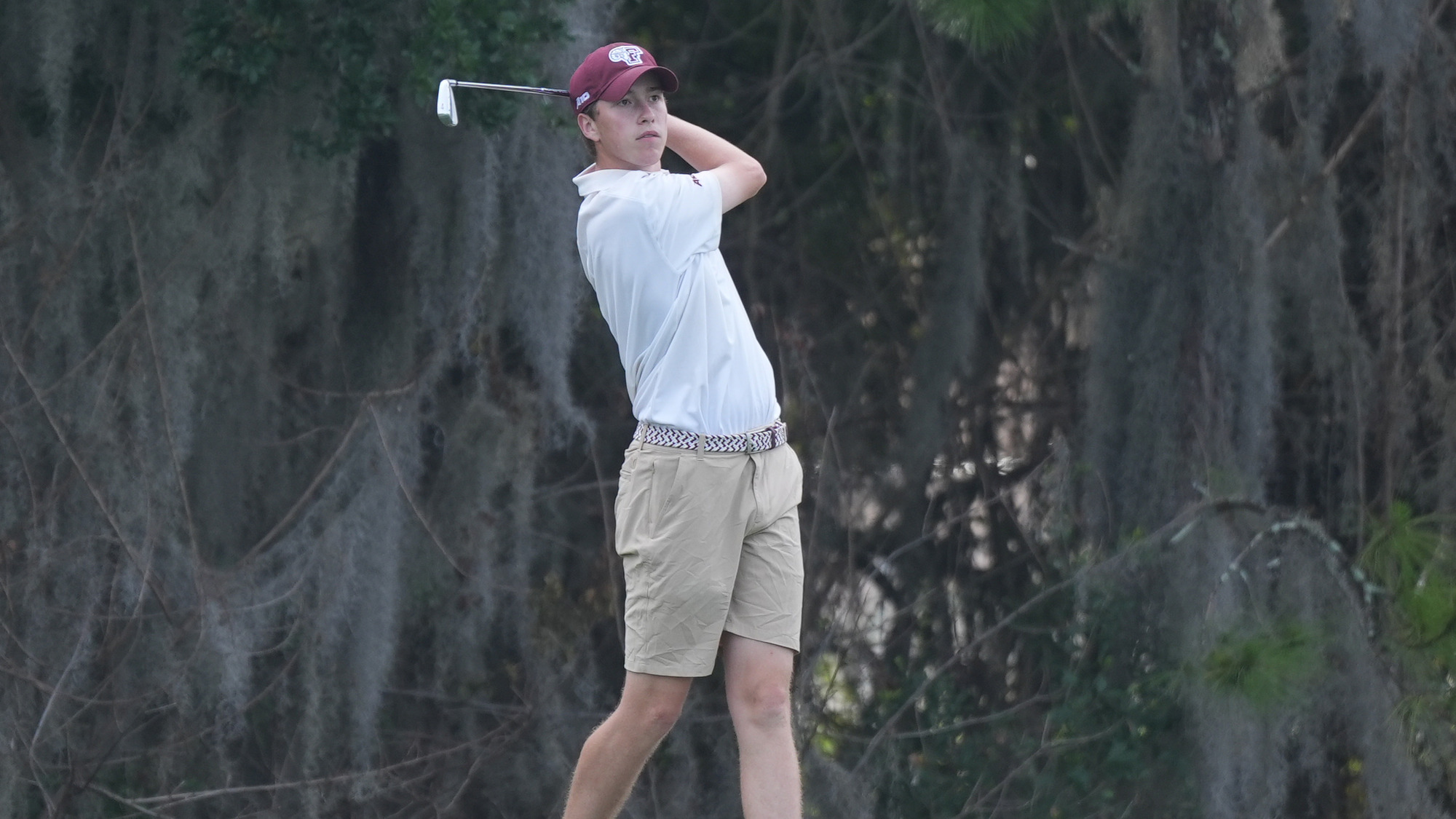 A Ram watches his tee shot