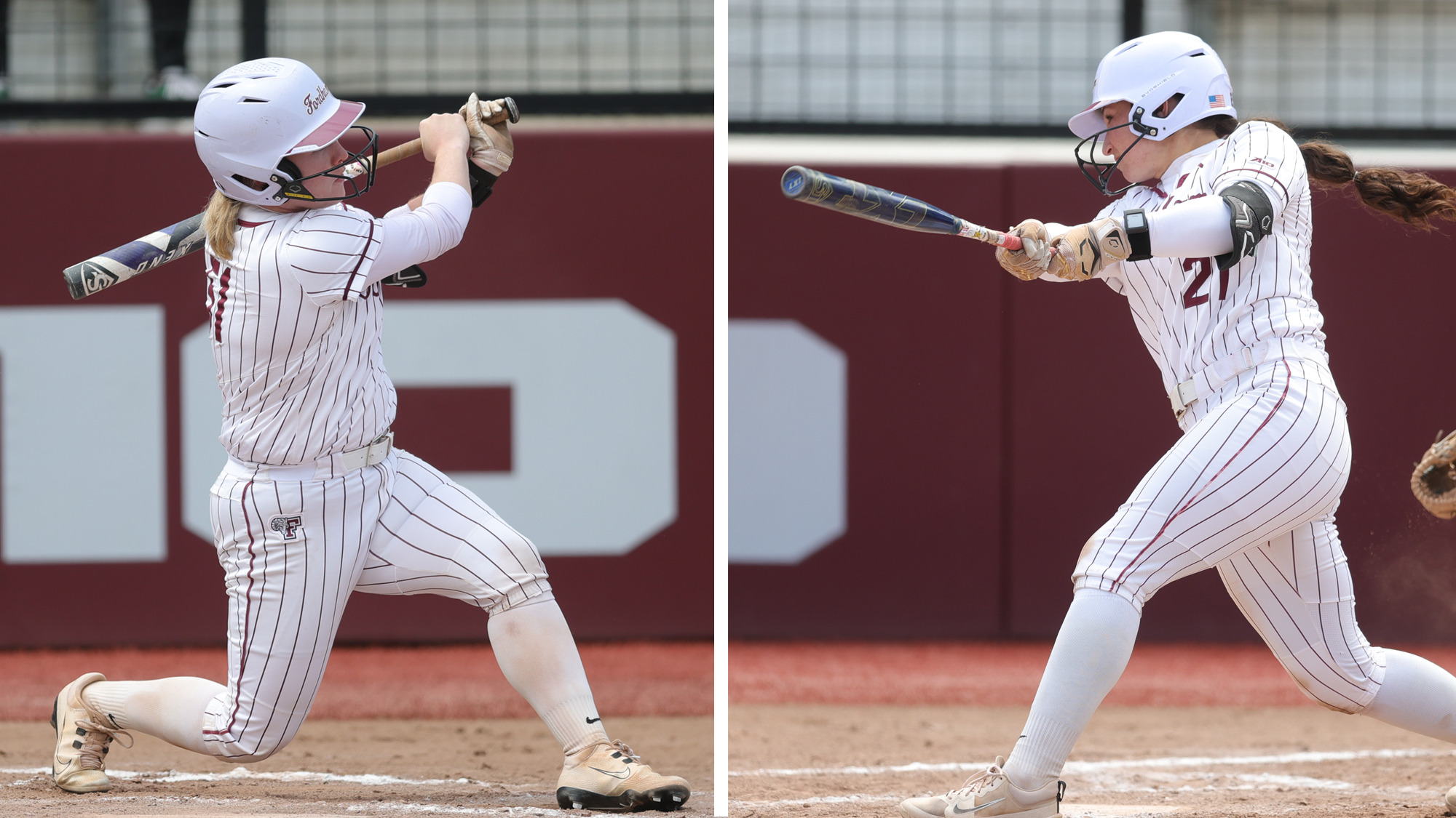Nicki Sudall and Sadira Forcucci swinging the bat