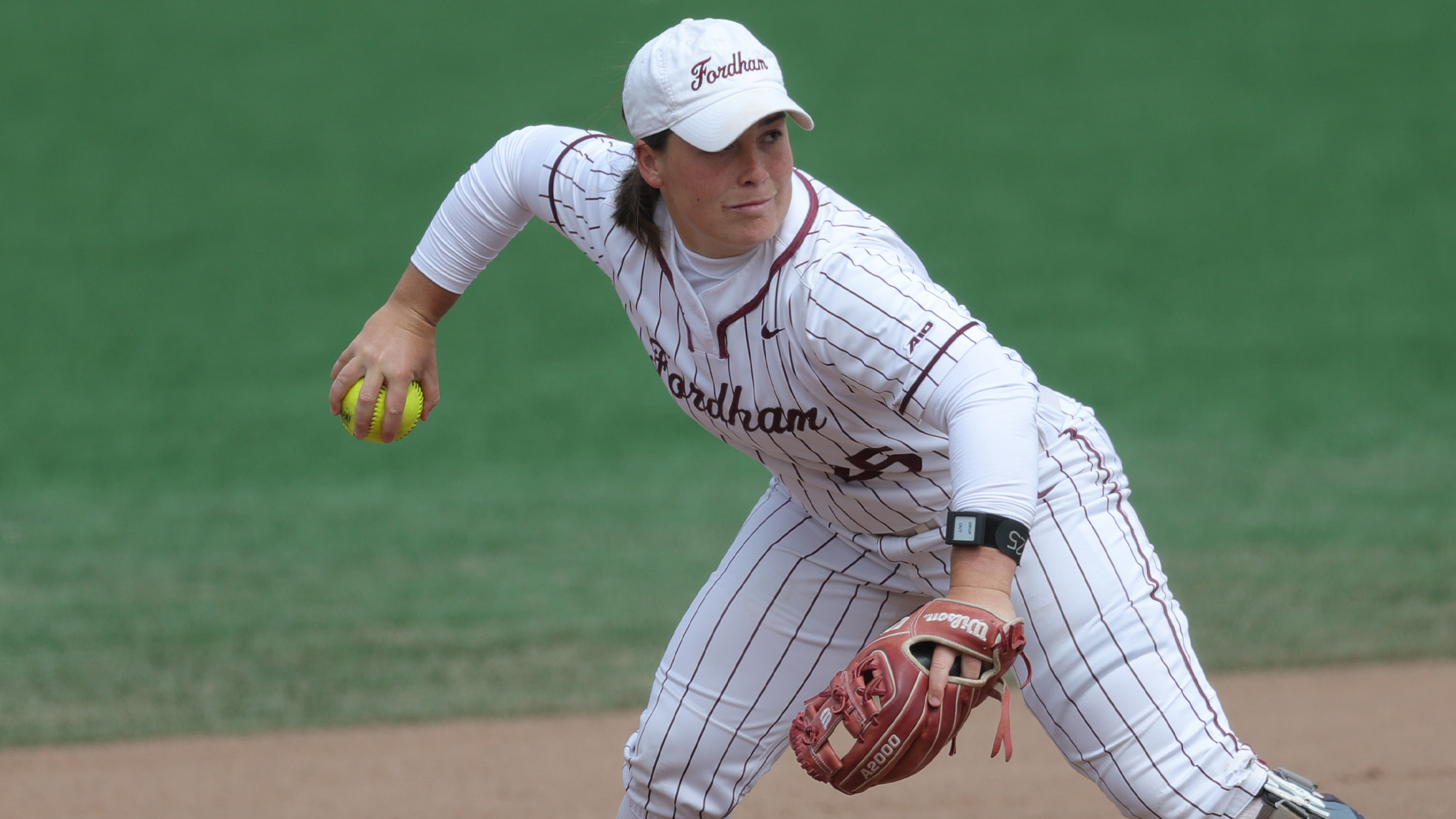 Kate McGuire readys a throw from shortstop