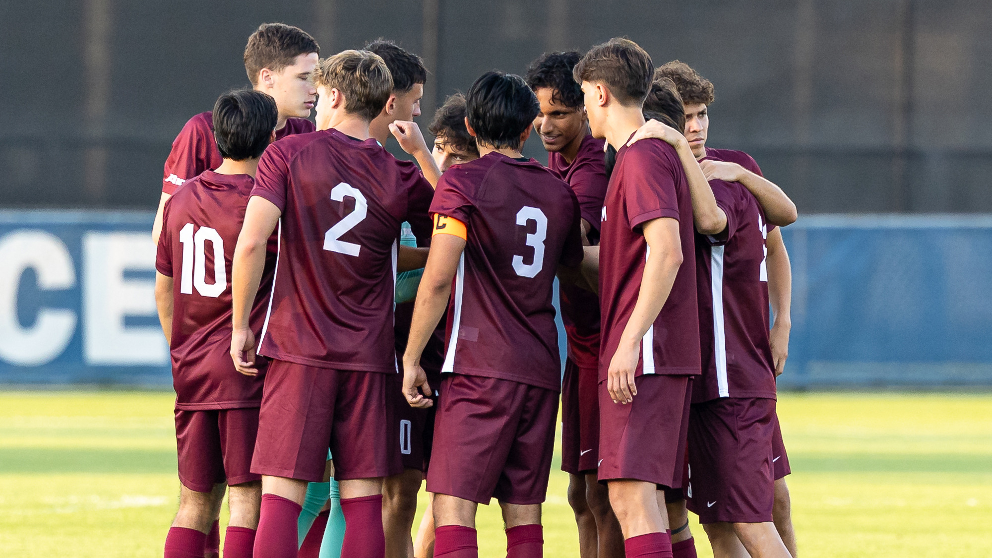 The Rams huddle prior to the Gonzaga game