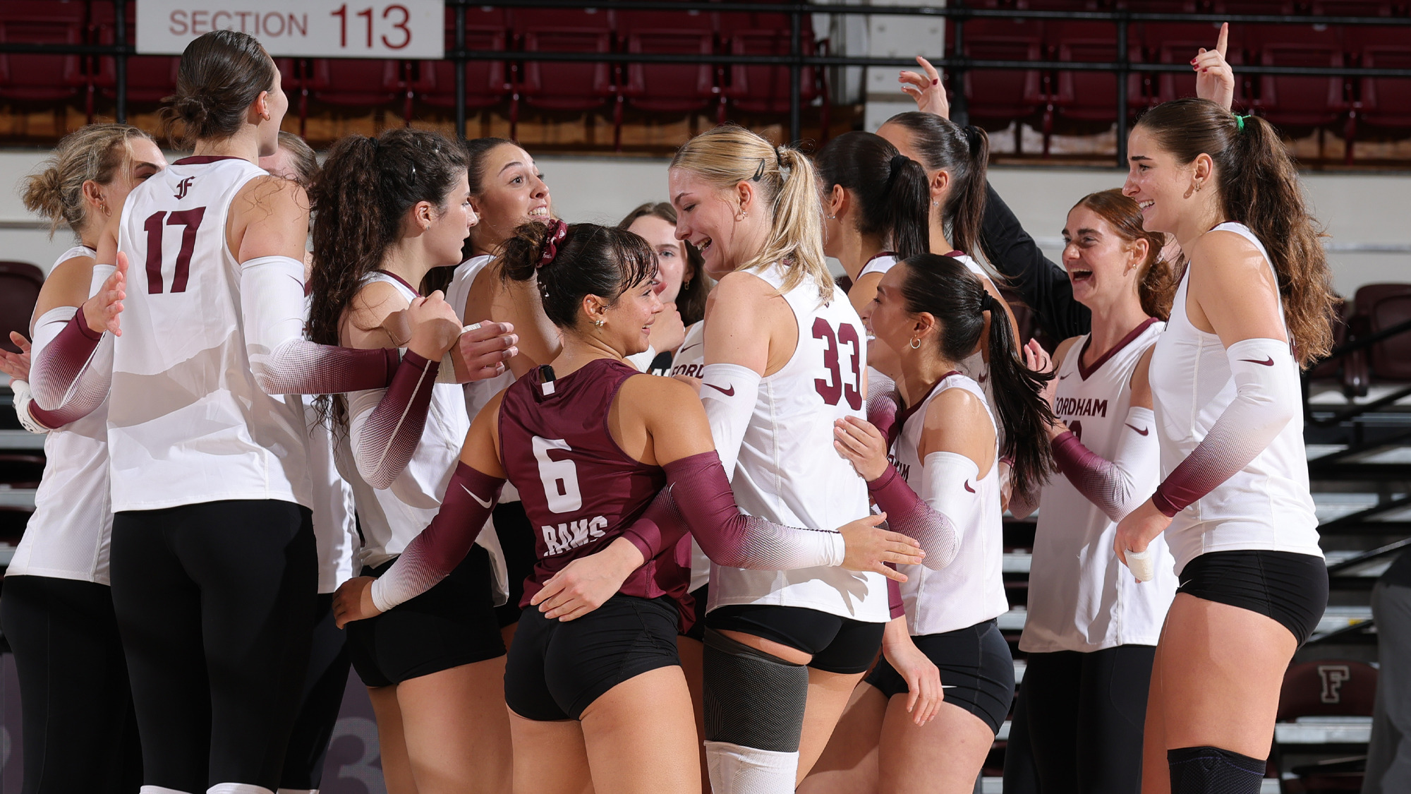 The Rams celebrate a win over FDU