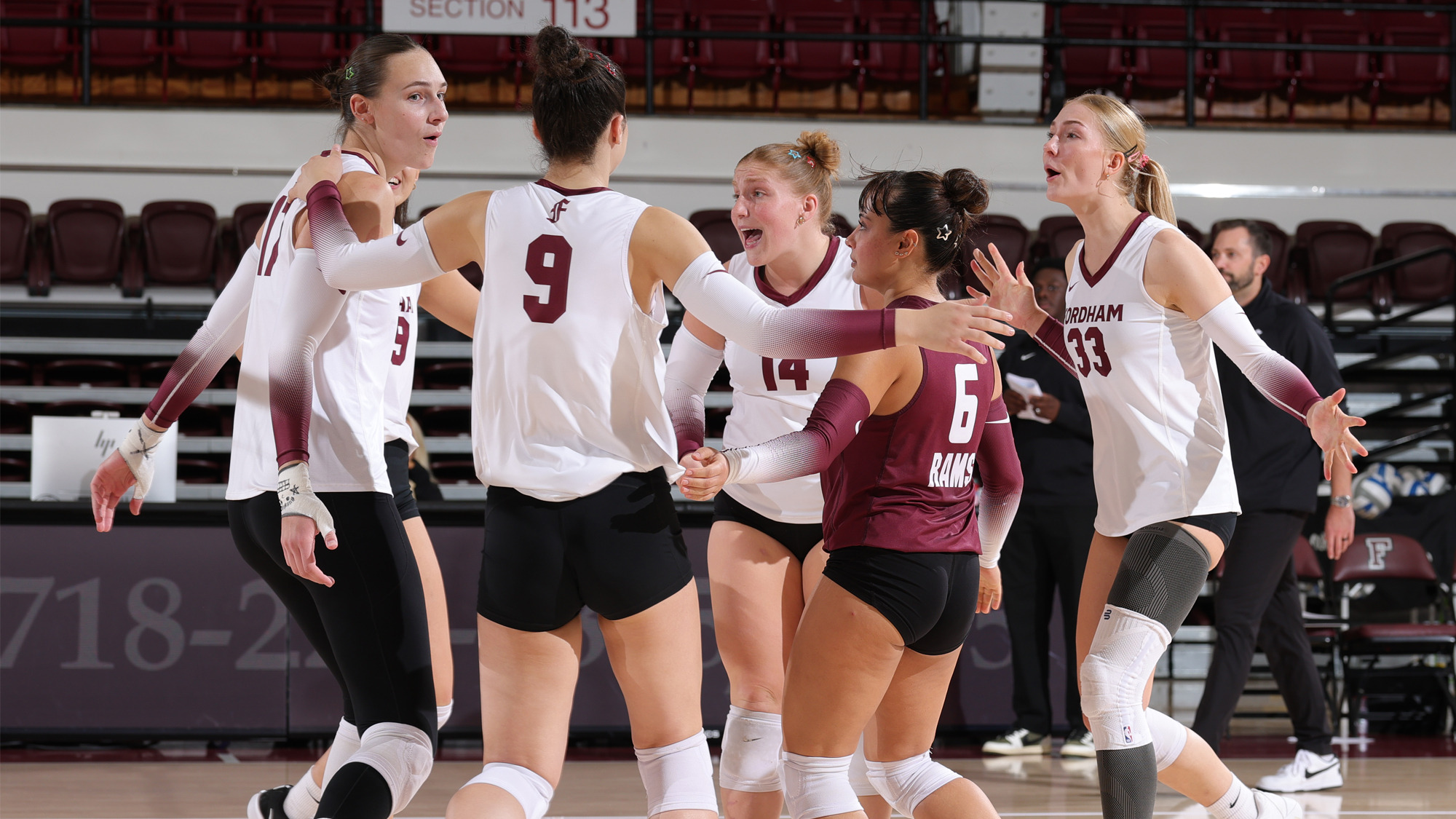 The Rams celebrate a point aganist St. John's