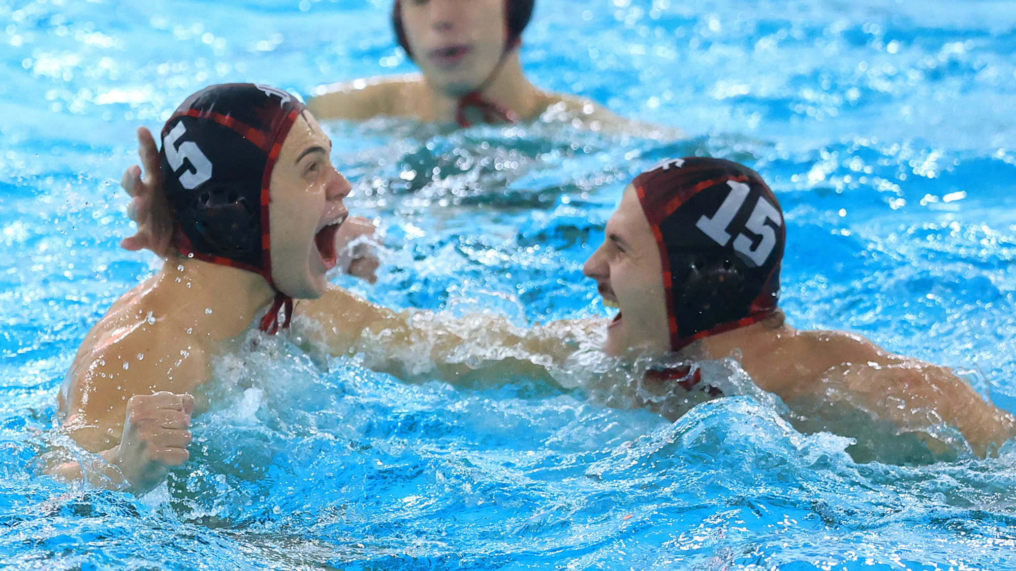 Vuk Kojic and Soren Jessen celebrate a Fordham goal