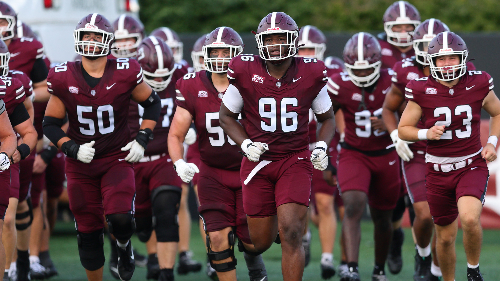 The Rams take the field for the Colgate game