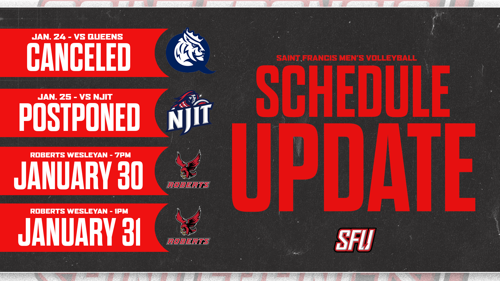 MVB Schedule Updates