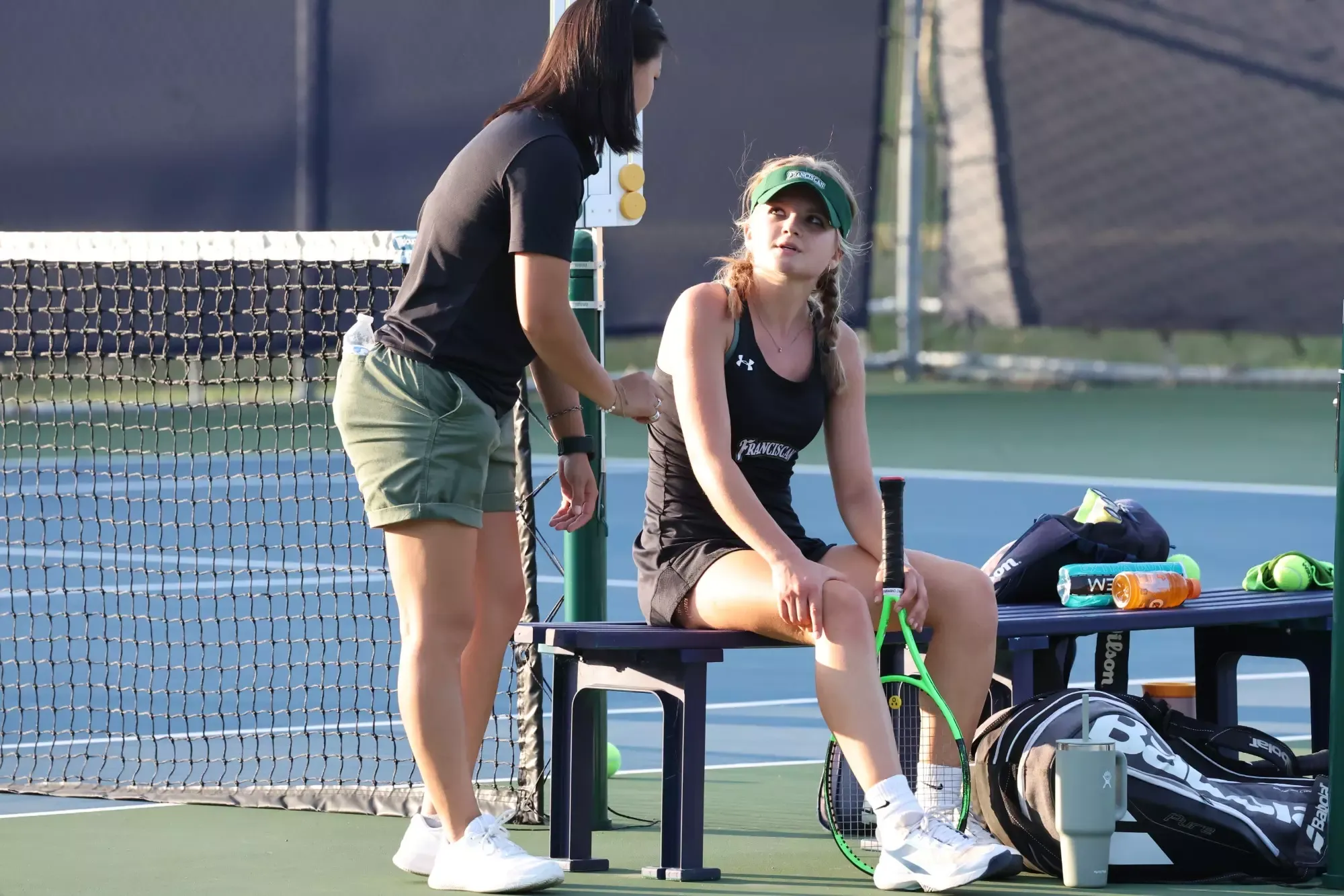 Allegheny College womenÕs tennis vs. Franciscan, Sept. 16, 2025. Photo by Ed Mailliard.