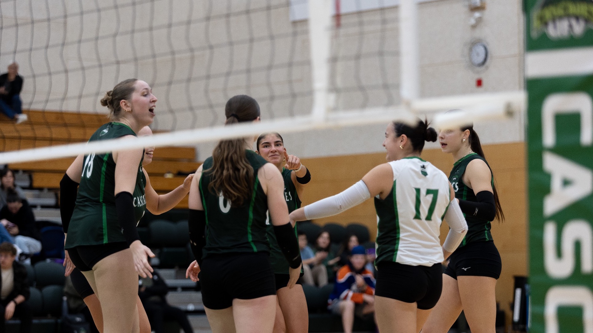Talia Attieh celebrates after a point against UBCO