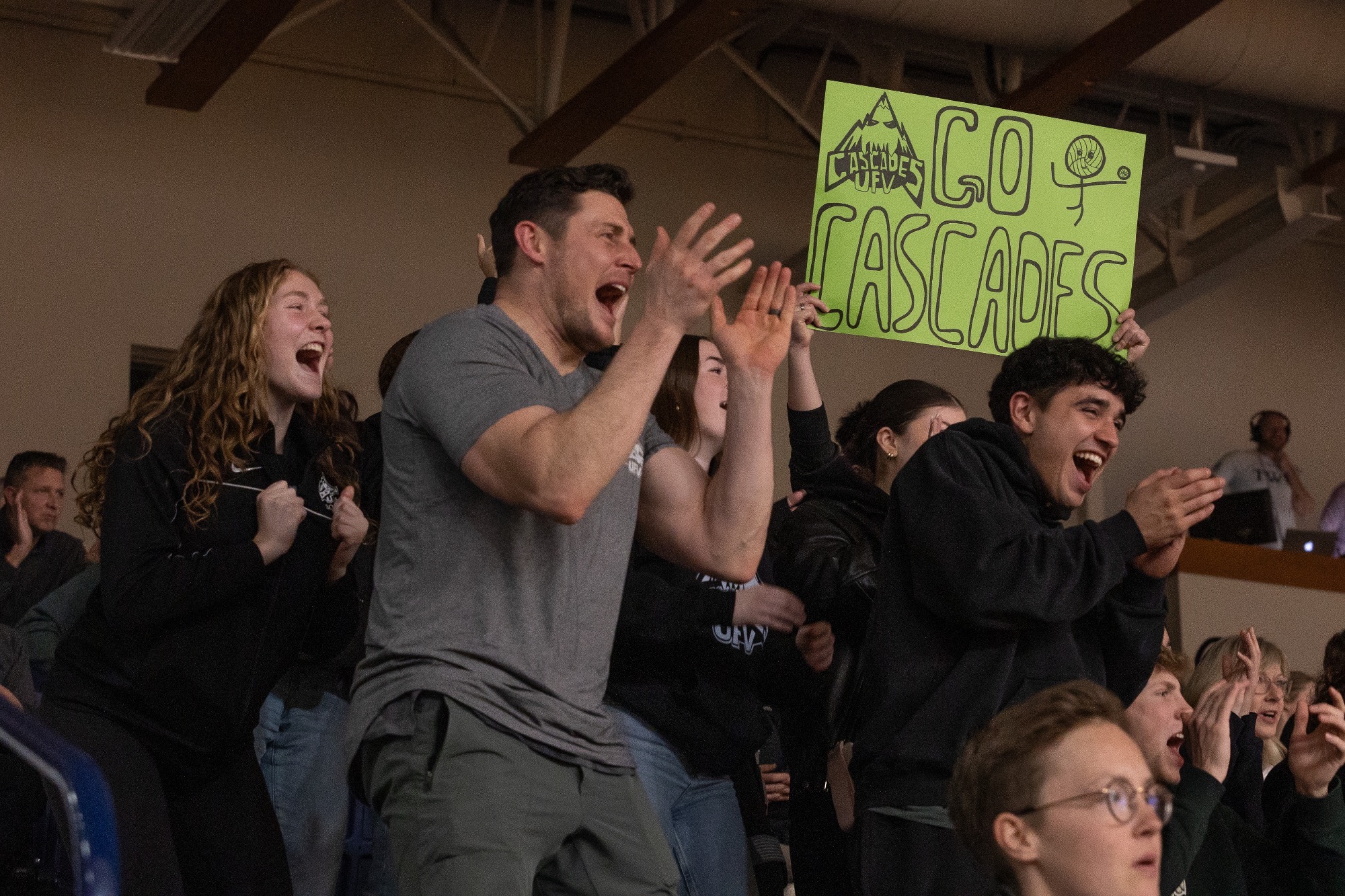 Cascades crowd celebrating