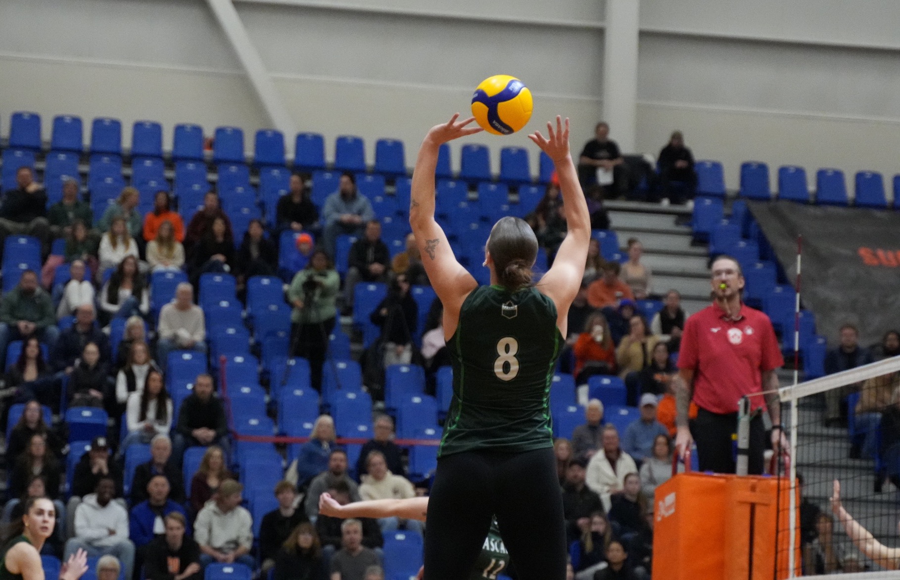 Cailin Bitter sets the ball against TRU