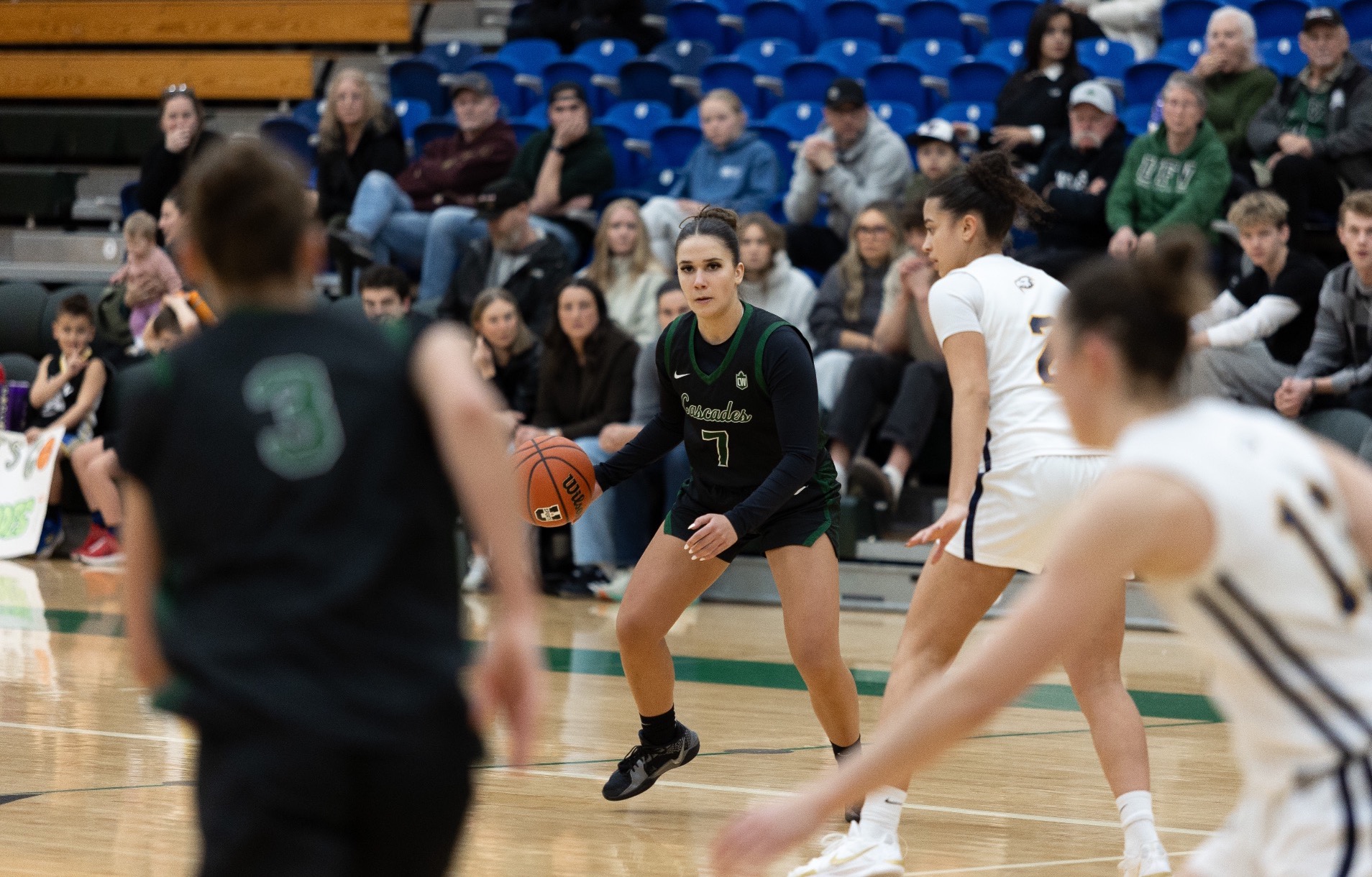 Charley Arnold dribbles against UBC