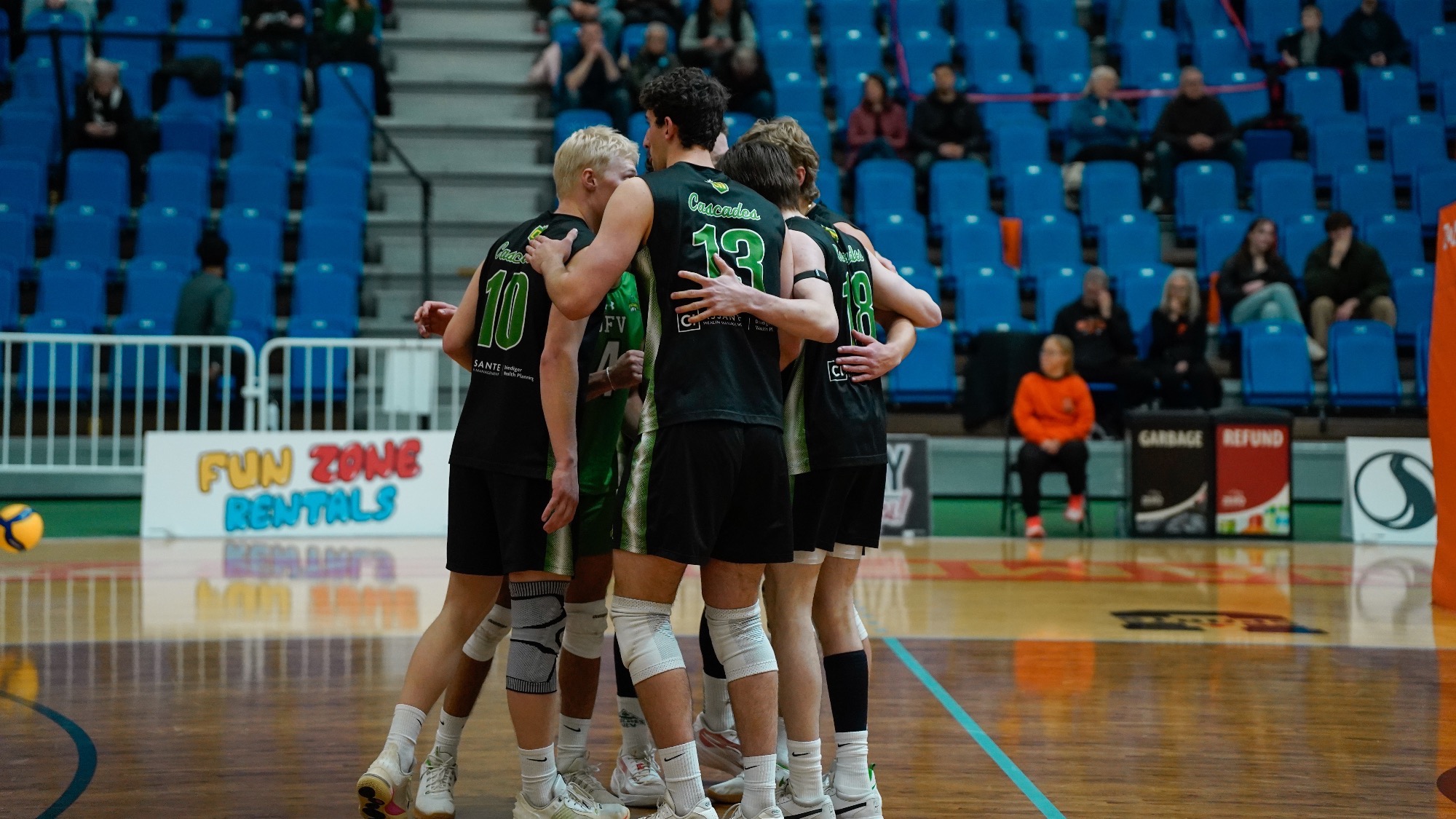 Cascades huddle after a point vs TRU