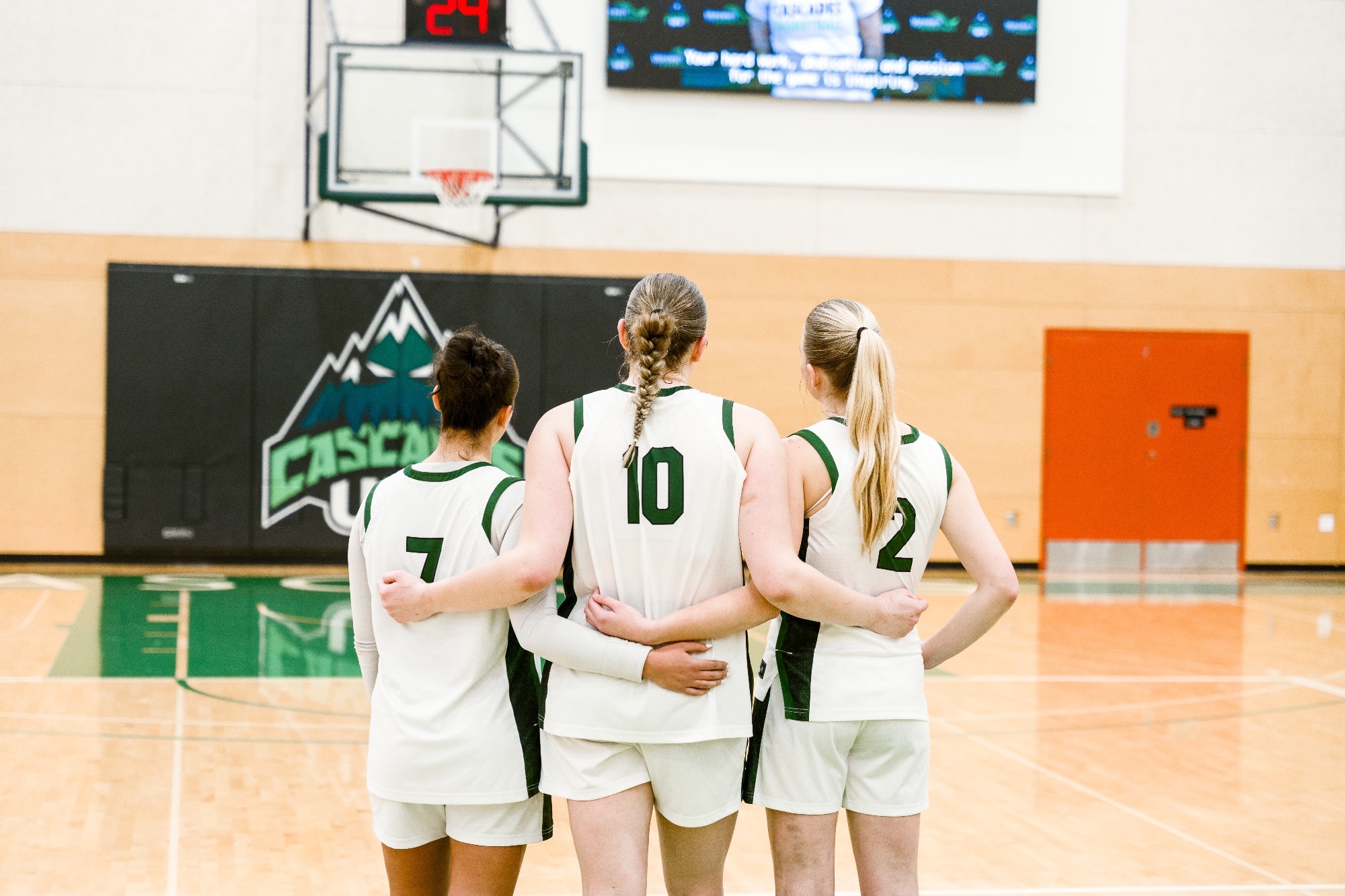 WBB Seniors watch a video played during their senior ceremony 2026