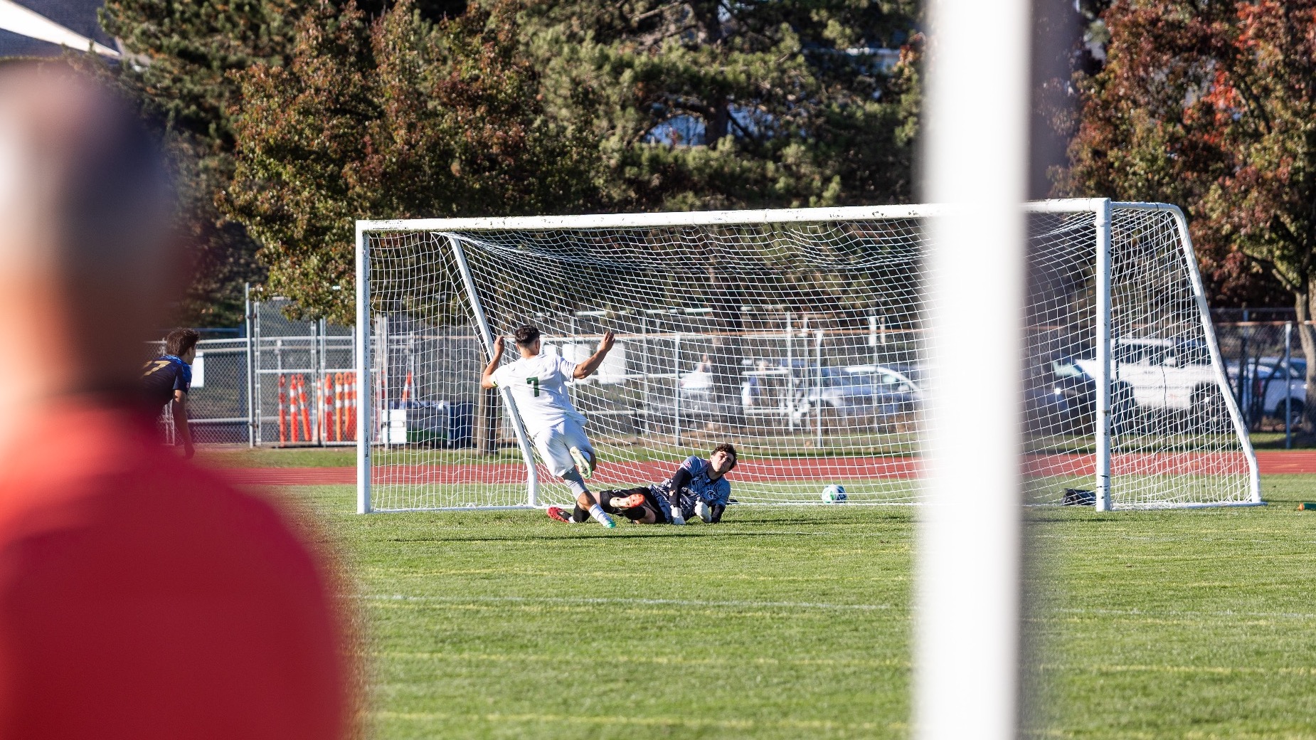 Mateo Brazinha celebrates the Cascades third goal 