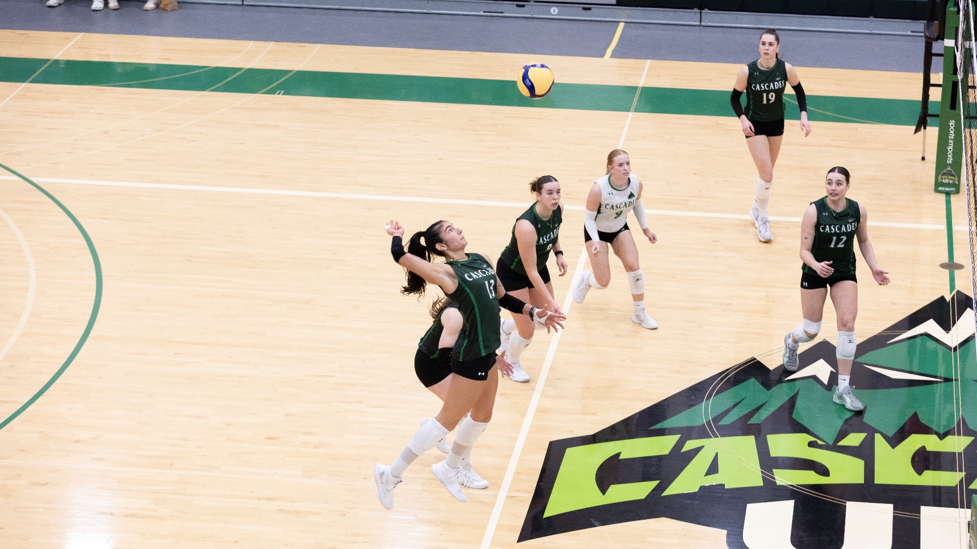 Talia Attieh hits the ball against MacEwan