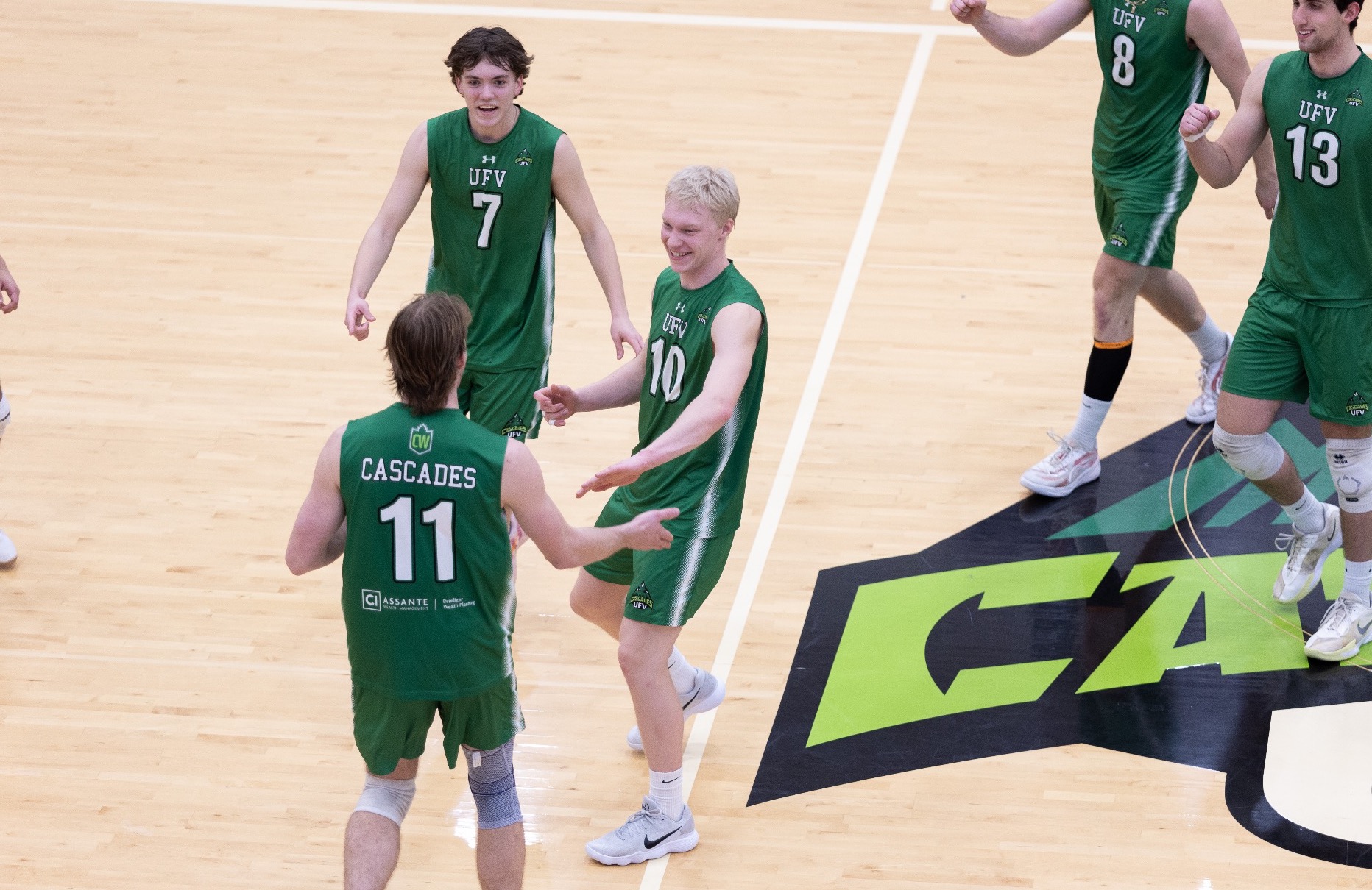 Cascades celebrate a point against UBC