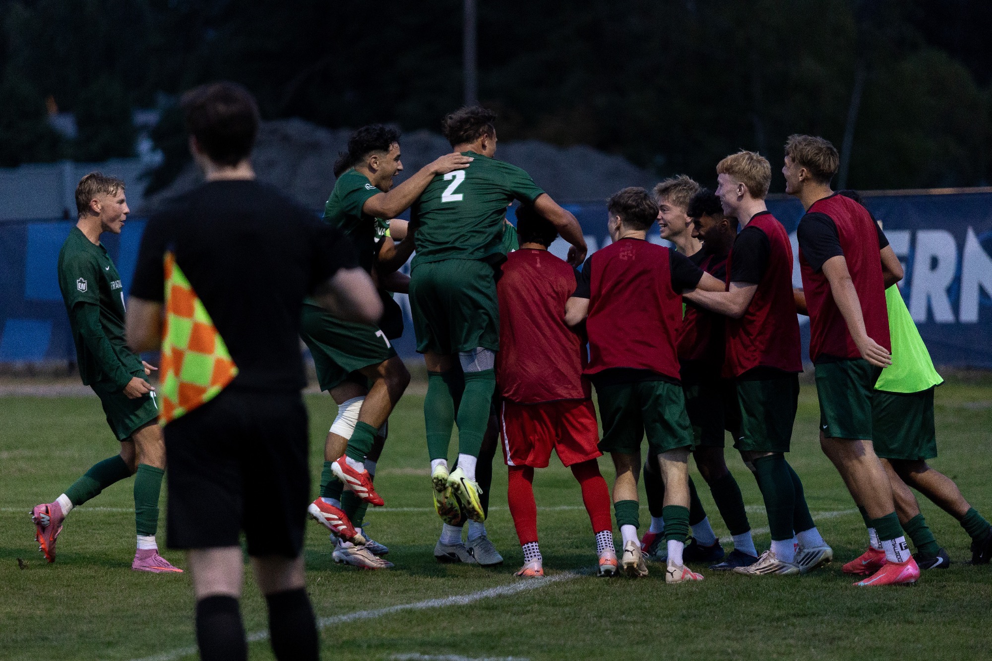 Cascades celebrate a goal from Kyle Torresan