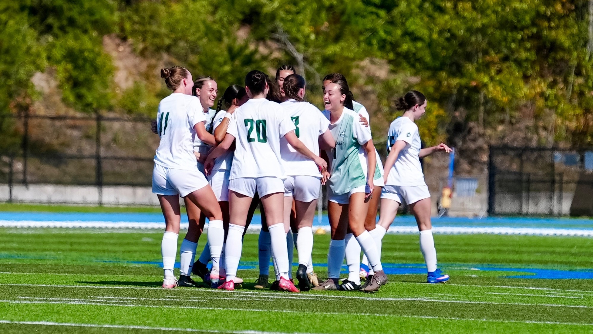 Cascades celebrate a goal against UNBC