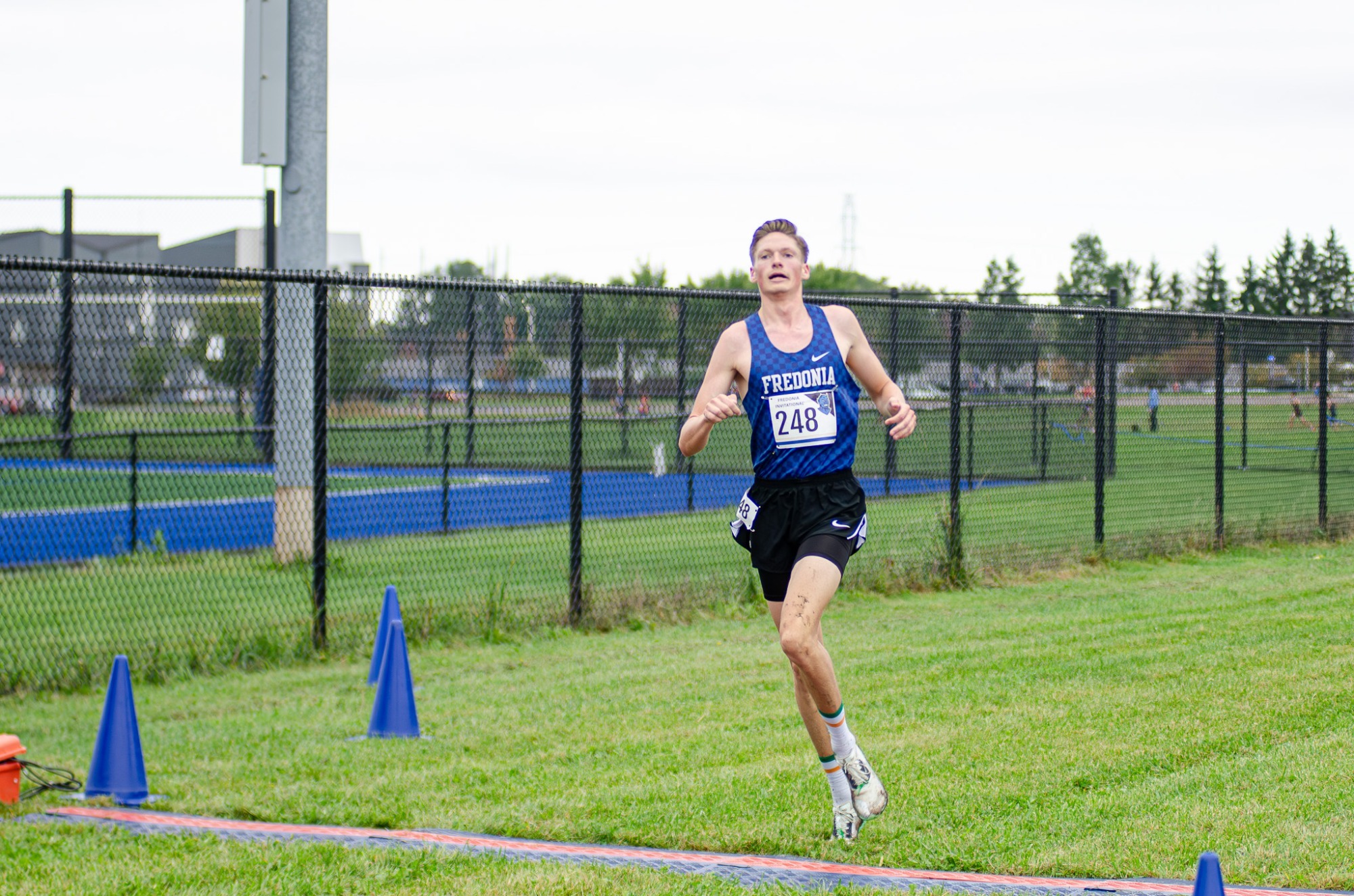 Fredonia State men's cross country runner Stephen Hallberg finishes the Kara Hall Memorial