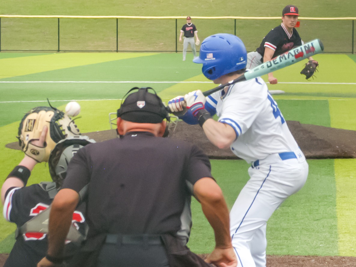 Vito Verni taking a pitch vs Rutgers - Newark 