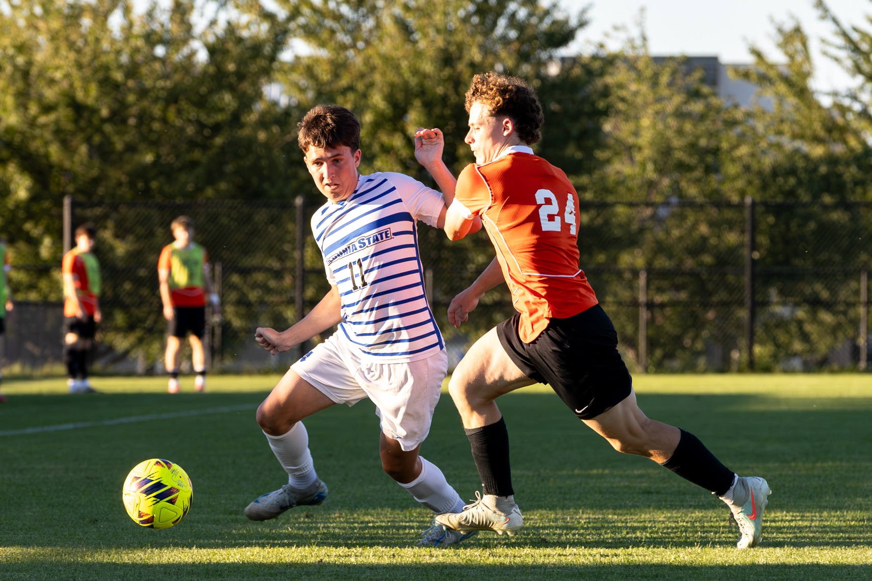 Sam Evans is seen in action against Heidelberg during the Blue Devils Classic.