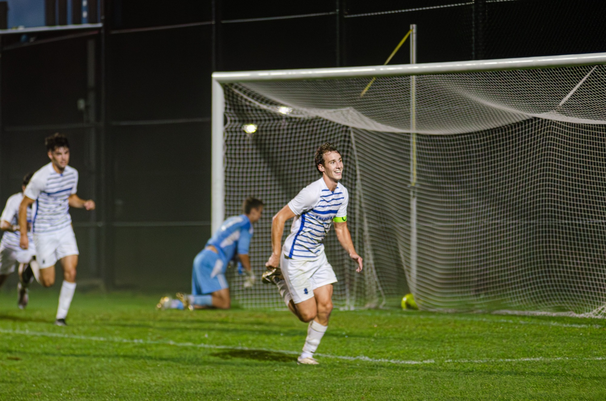 Lee Hartke celebrates his winning goal against Nazareth