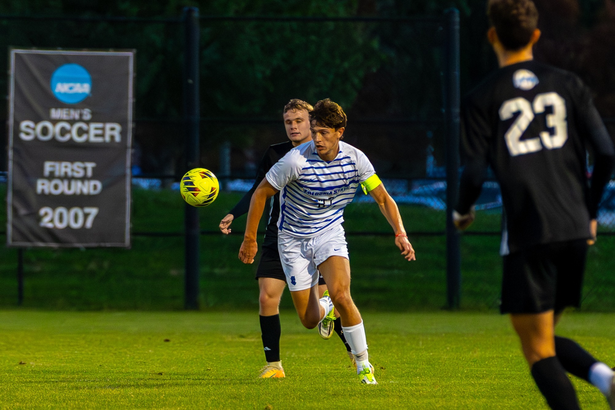 Ryan Ameis in men's soccer action versus Houghton