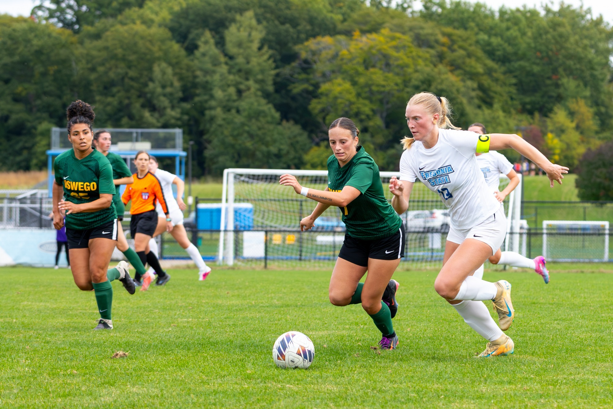Gabby Irwin in action during Fredonia State women's soccer's game against Oswego