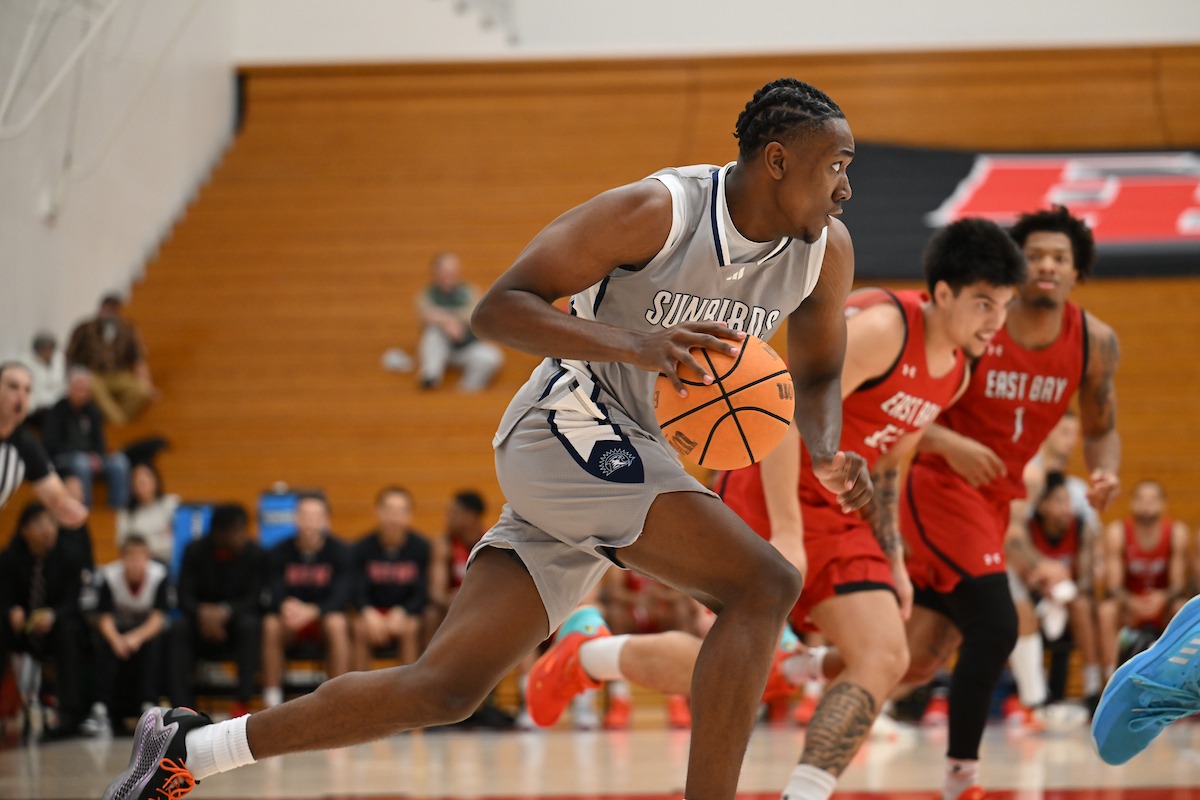 brandon gibson jr dribbling down the court