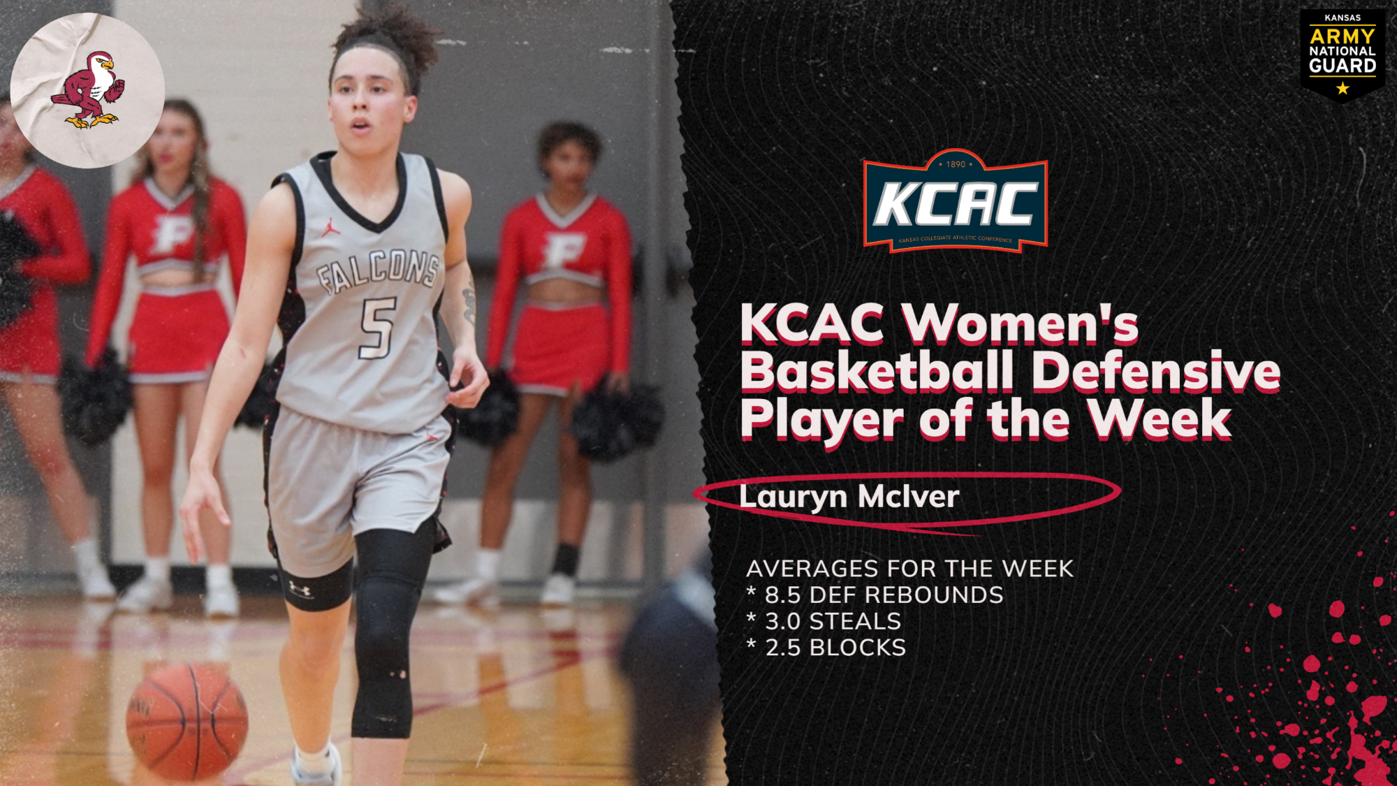 Lauryn McIver KCAC WBB Defensive POW Graphic Web