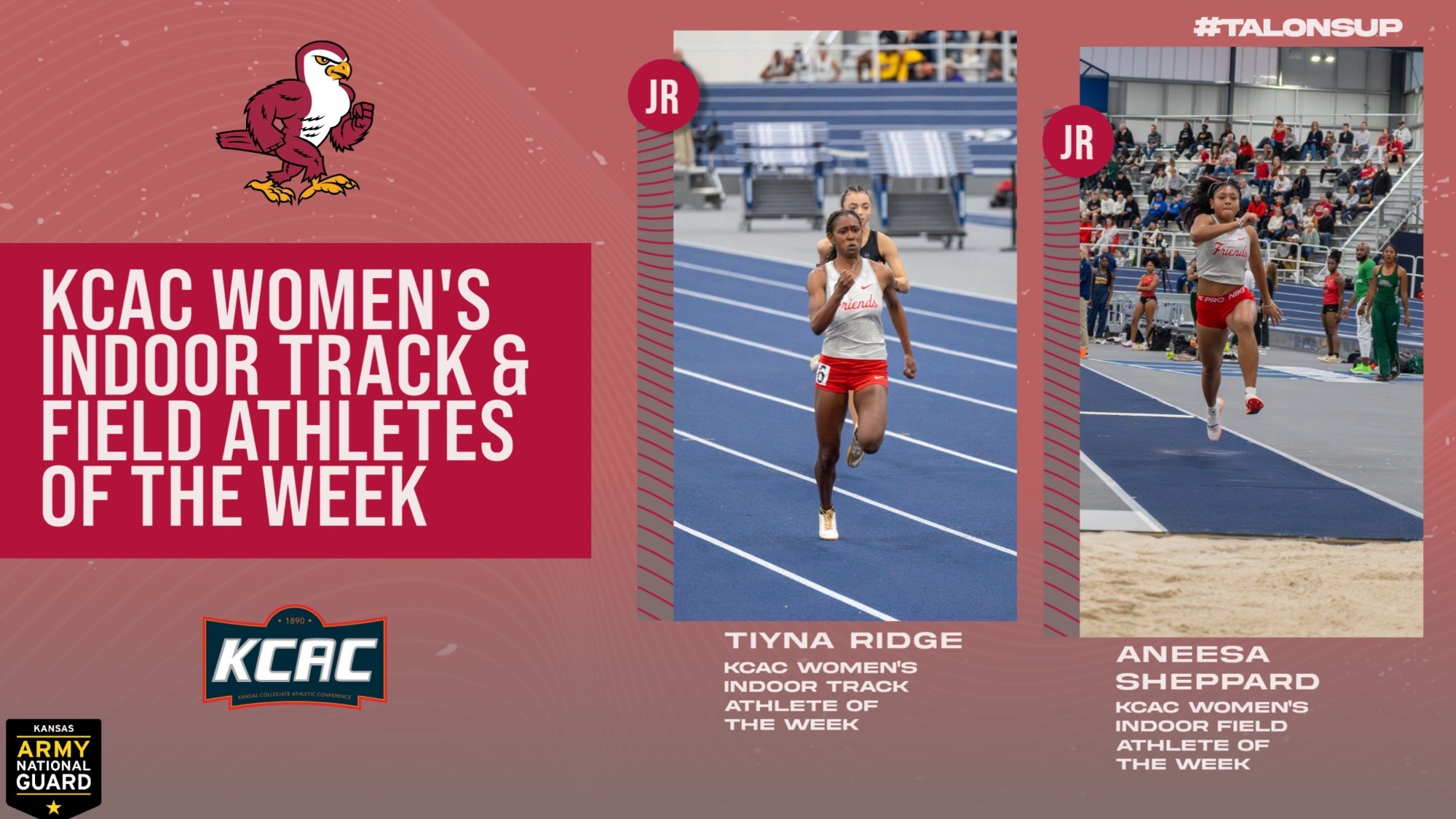 Tiyna Ridge/Aneesa Sheppard KCAC W Indoor Track and Field POW Graphic Web