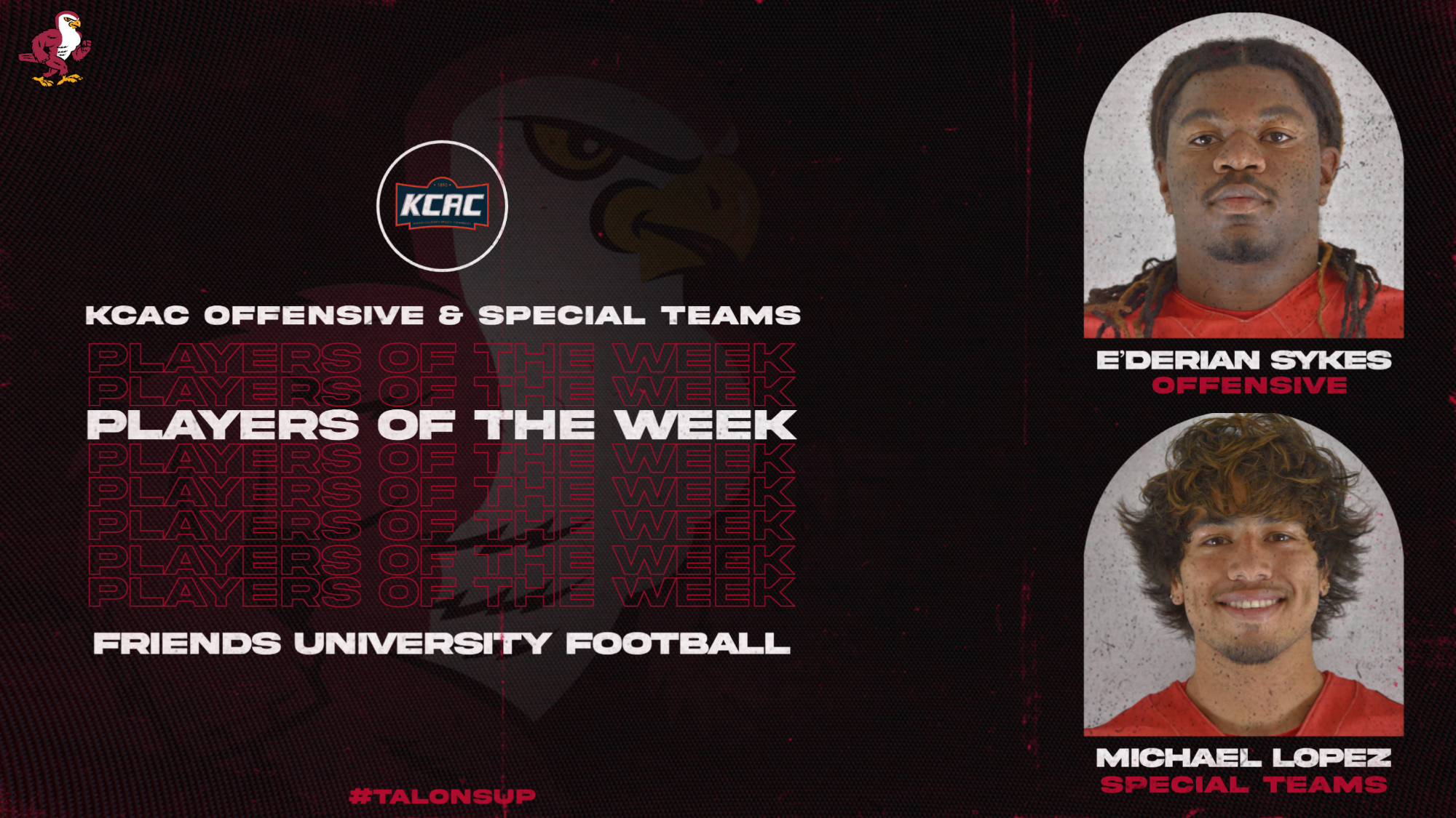 E'derian Sykes/Michael Lopez KCAC POW Graphic Web