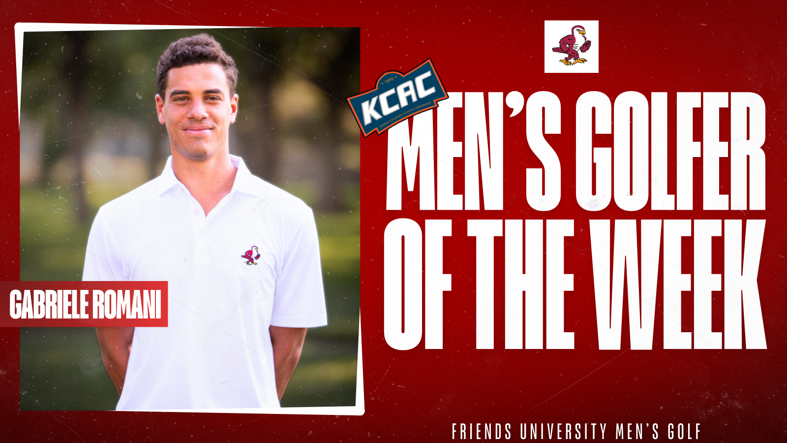 Gabriele Romani KCAC M Golfer of the Week Graphic Web