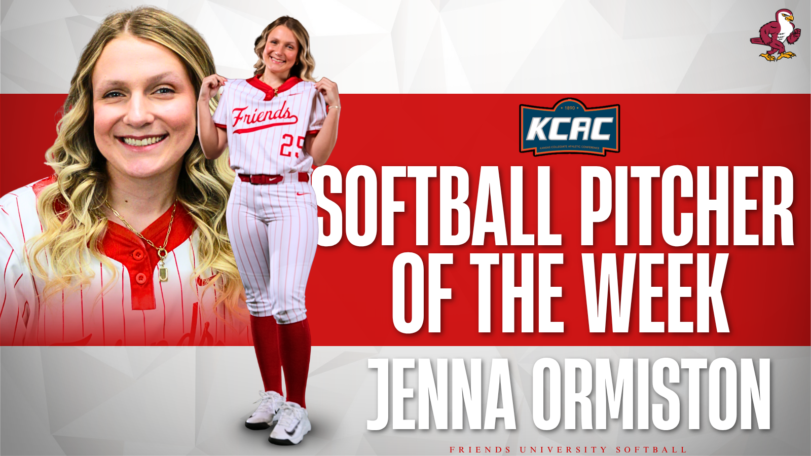 Jenna Ormiston KCAC Softball POW Graphic Web