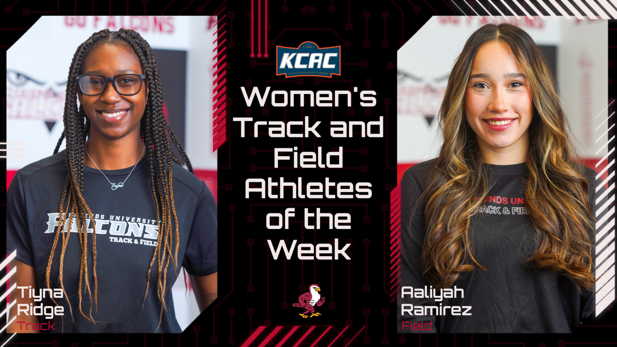 Tiyna Ridge & Aaliyah Ramirez KCAC Outdoor Track & Field POW Graphic Web